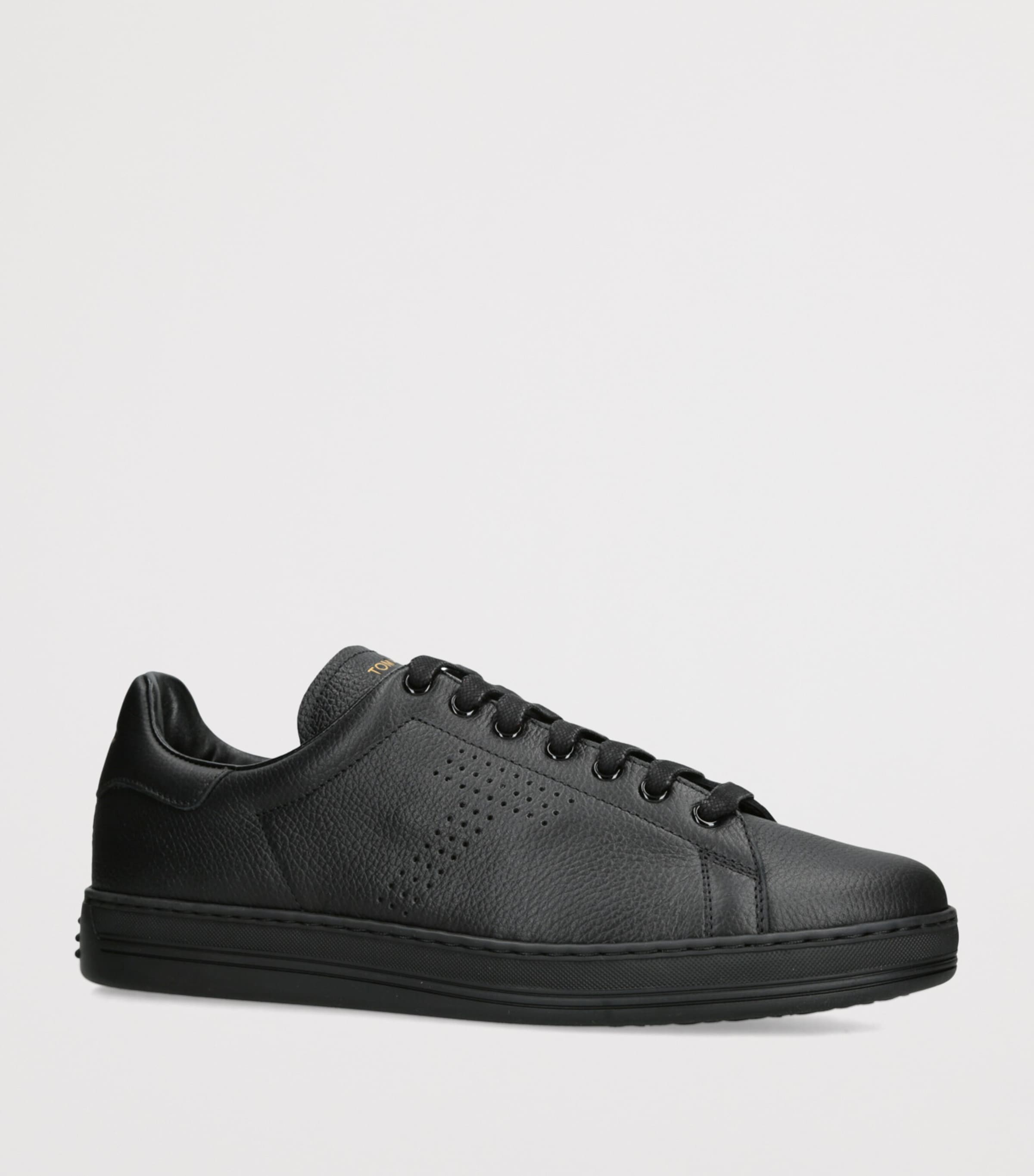 TOM FORD Leather Warwick Sneakers Black Image 3