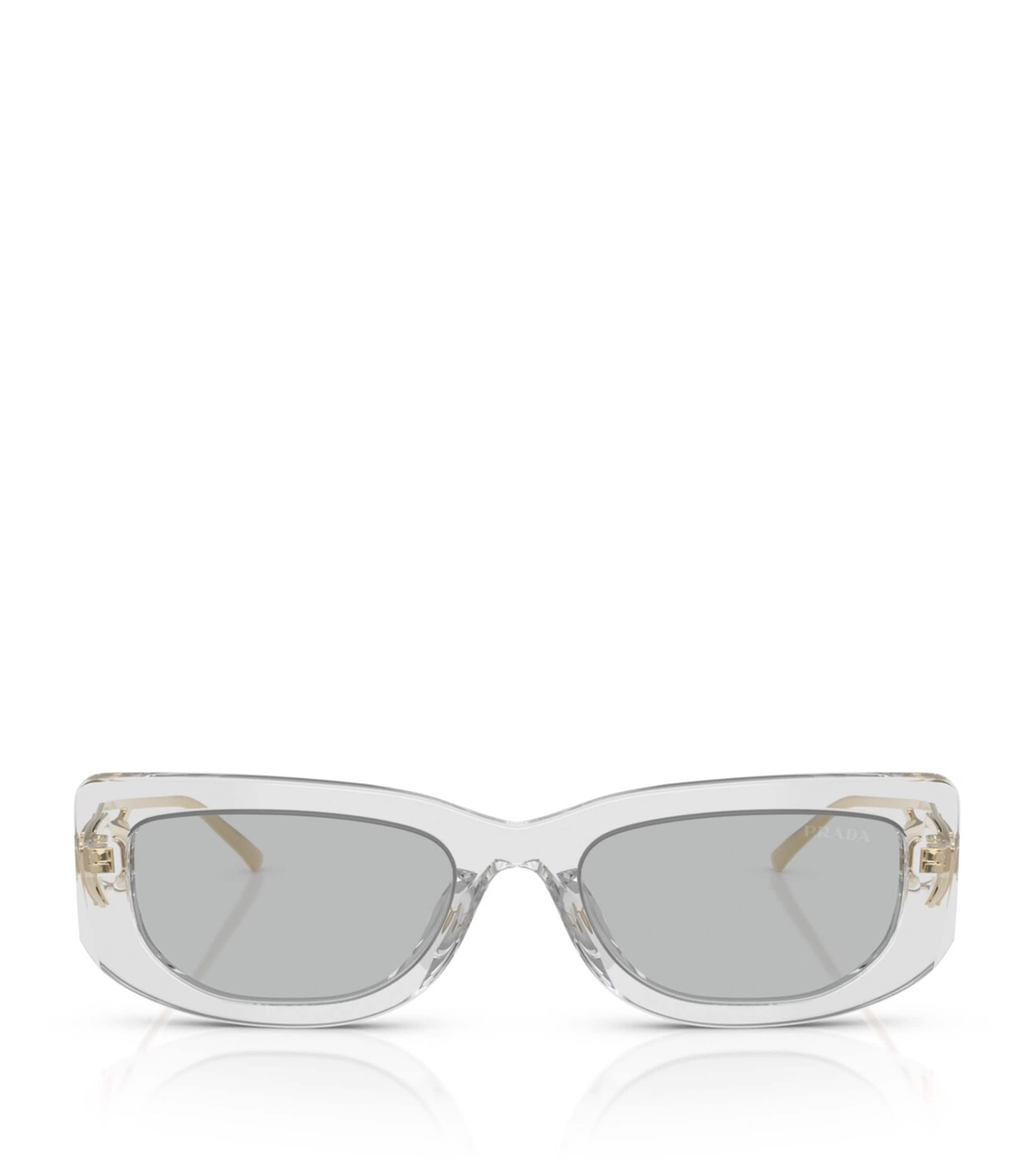 Prada Womens Grey Pr 14ys Transparent Rectangle-frame Acetate Sunglasses
