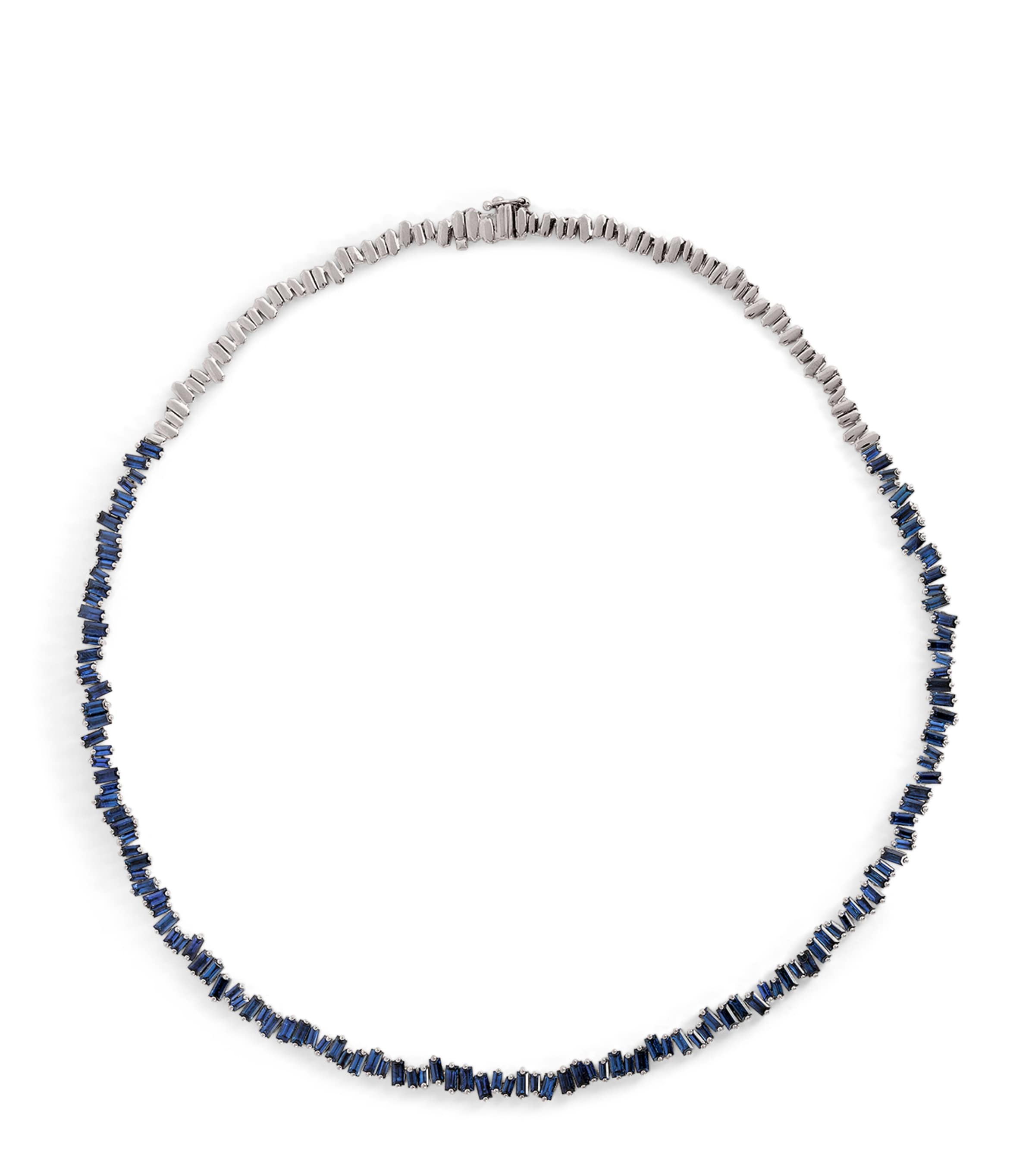 Suzanne Kalan White Gold And Sapphire Tennis Necklace In White