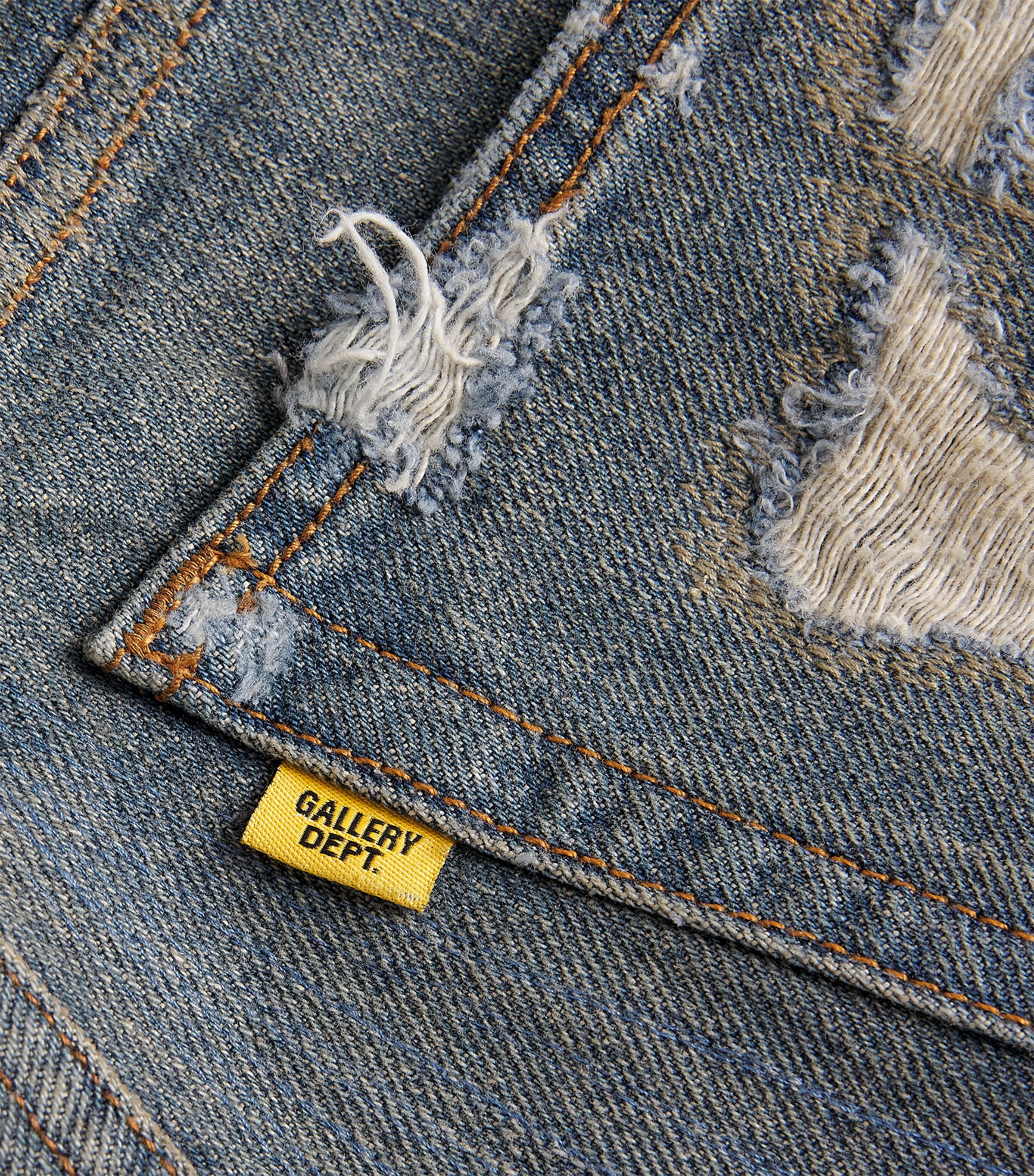 GALLERY DEPT. Mens Paint-Detail Starr 5001 Straight-Leg Jeans Dark Wash Image 5