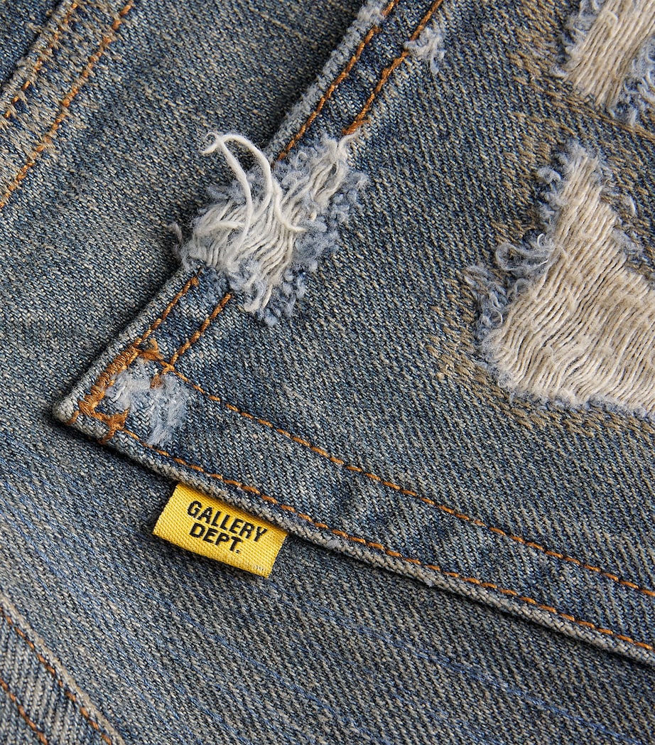 GALLERY DEPT. Mens Paint-Detail Starr 5001 Straight-Leg Jeans Dark Wash Image 5