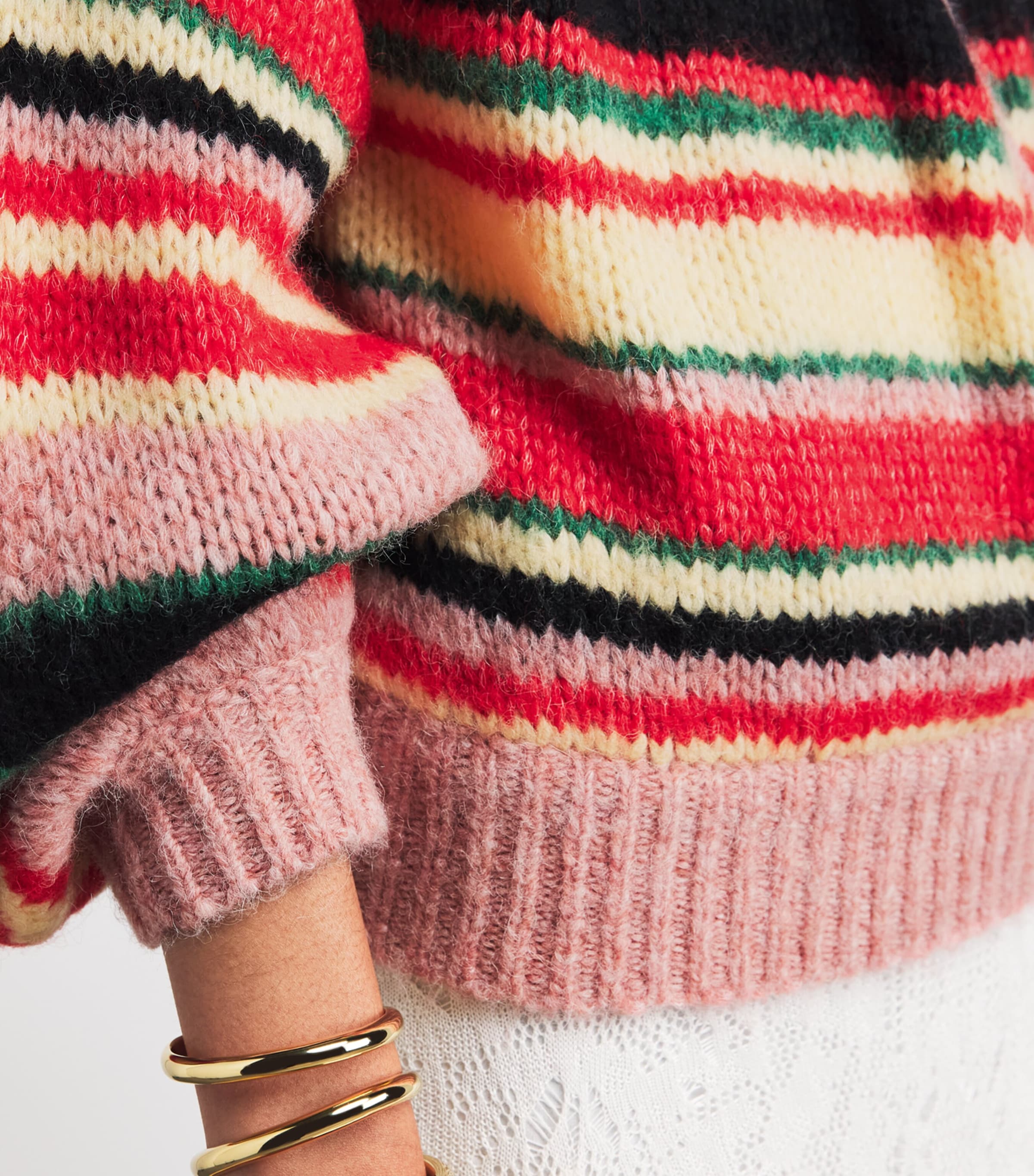 Rixo Womens Wool-Blend Stripe Wrap Sweater Kelly Stripe Multi Image 3