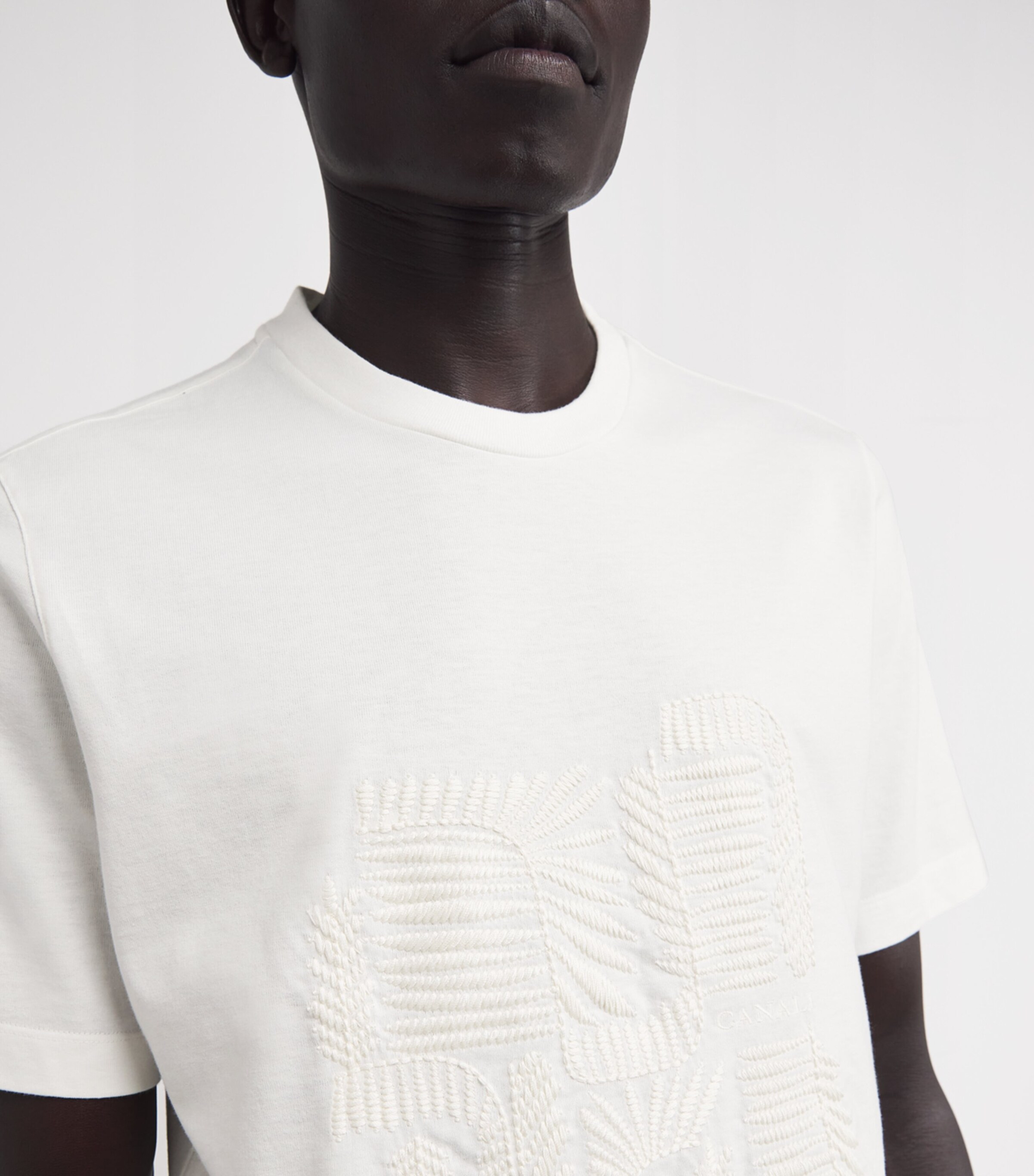 Canali Mens Cotton Embroidered T-Shirt White Image 6
