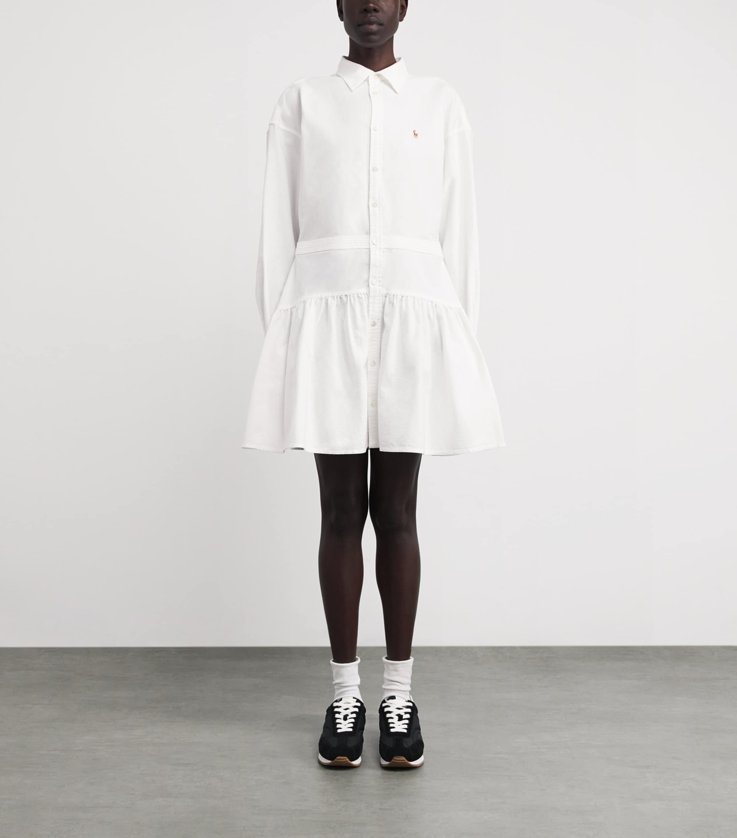 Twill Polo Pony Mini Shirt Dress BSR WHITE Image 3