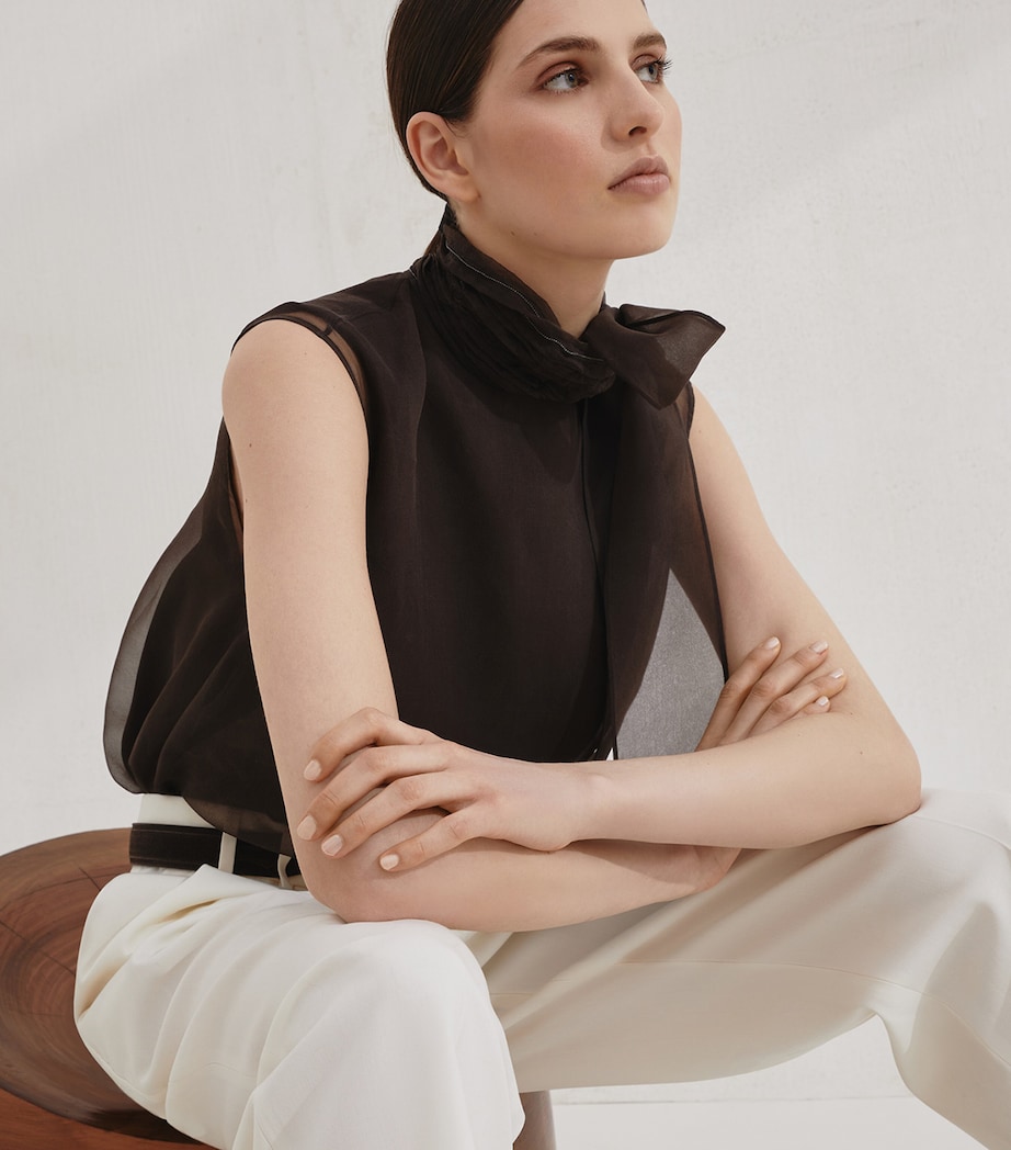 Silk Pussybow Sleeveless Top C4222 Image 5