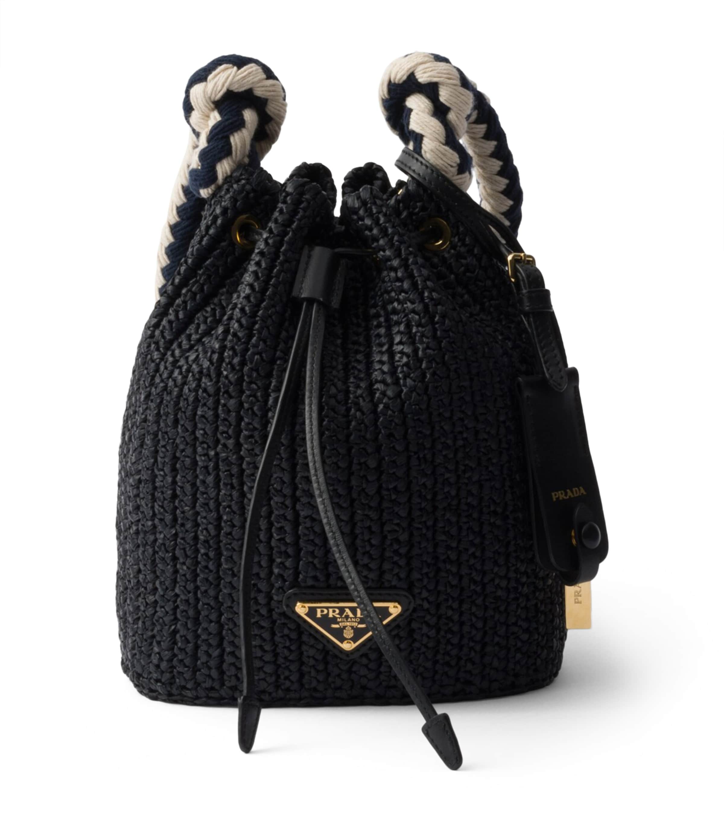 Prada Mini Crochet Bucket Bag | Harrods UK