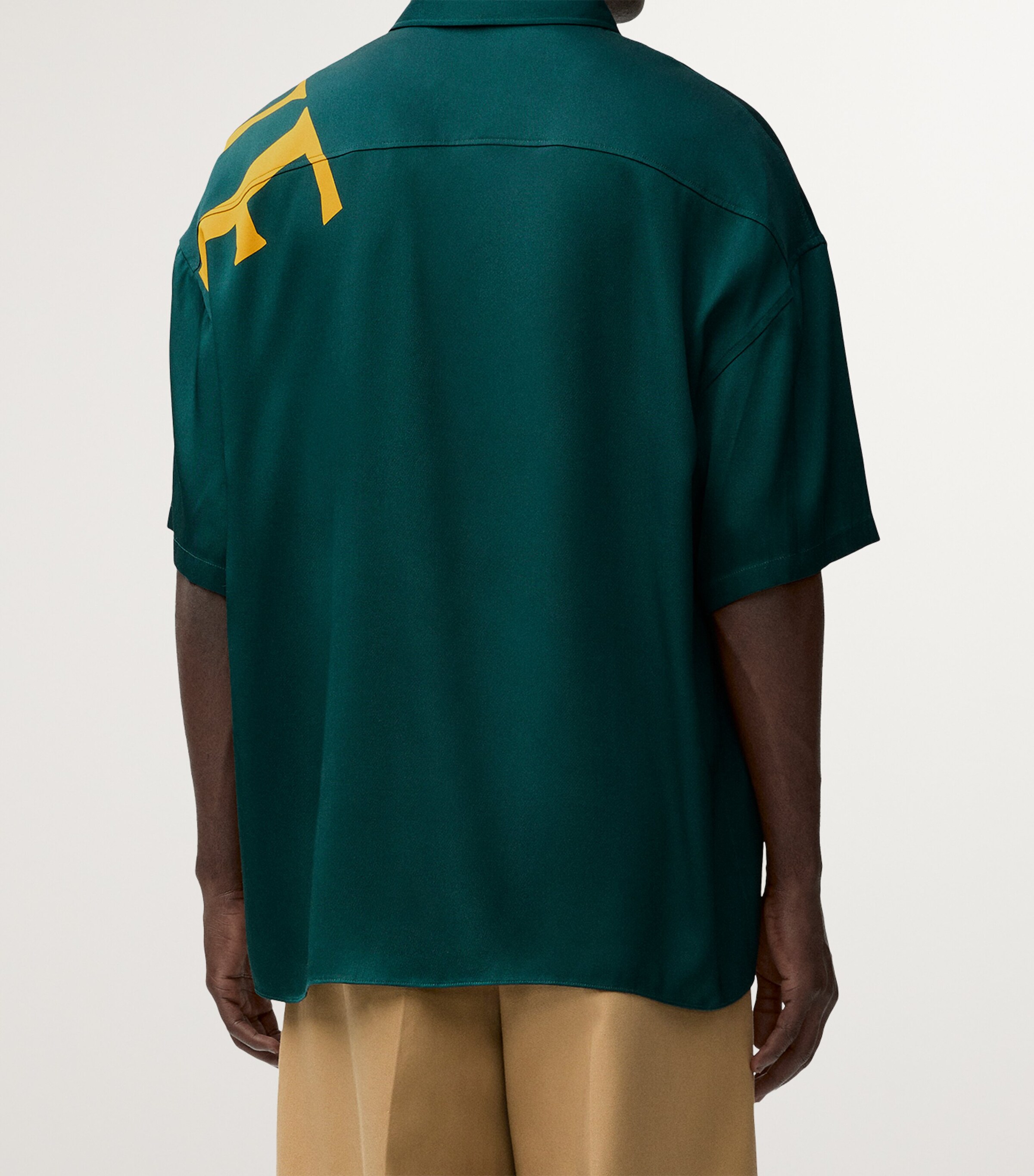 LOEWE Mens Short-Sleeve Logo Shirt Green/yellow Image 4