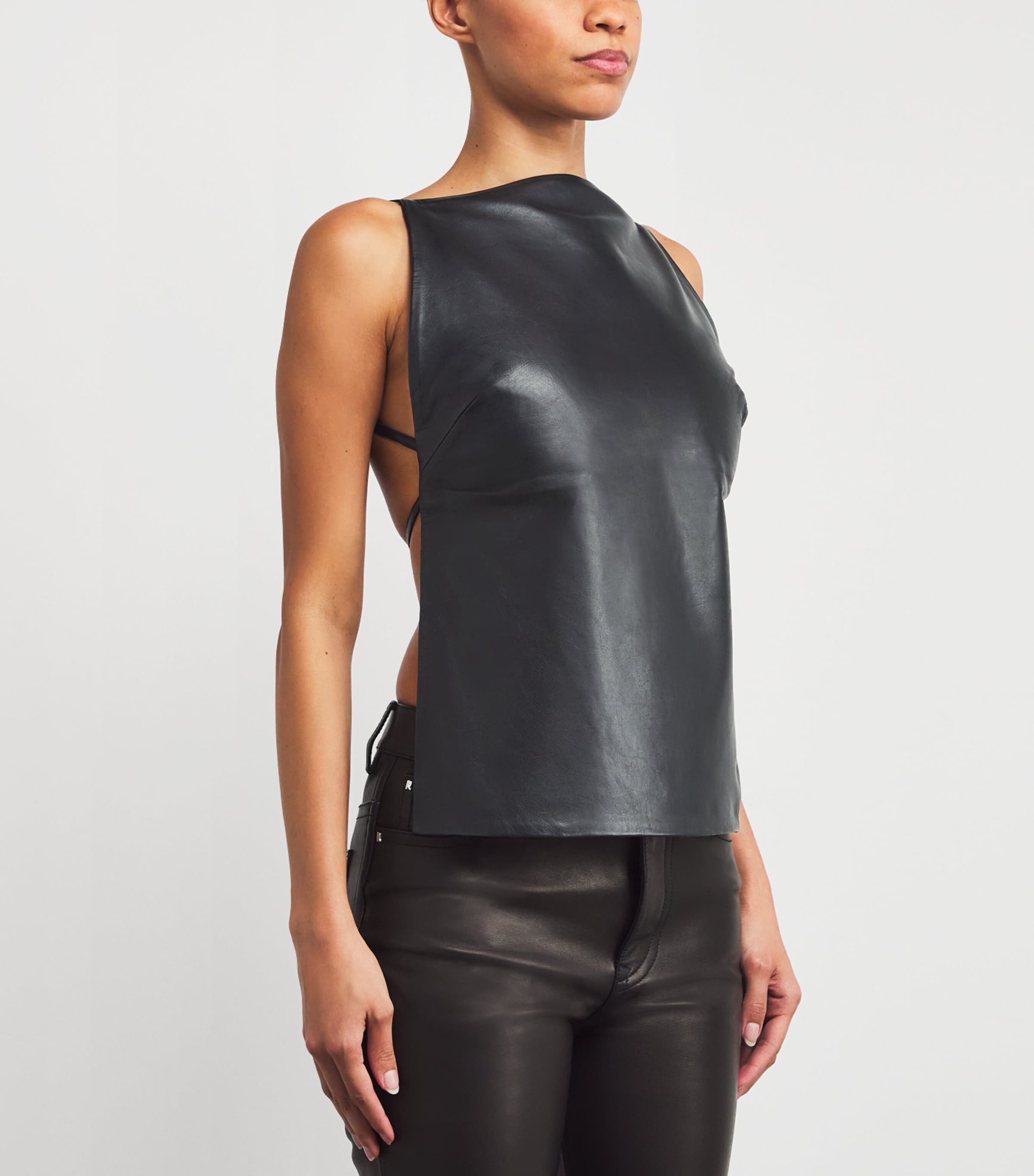 Lambskin Square-Neck Camisole BLACK Image 3