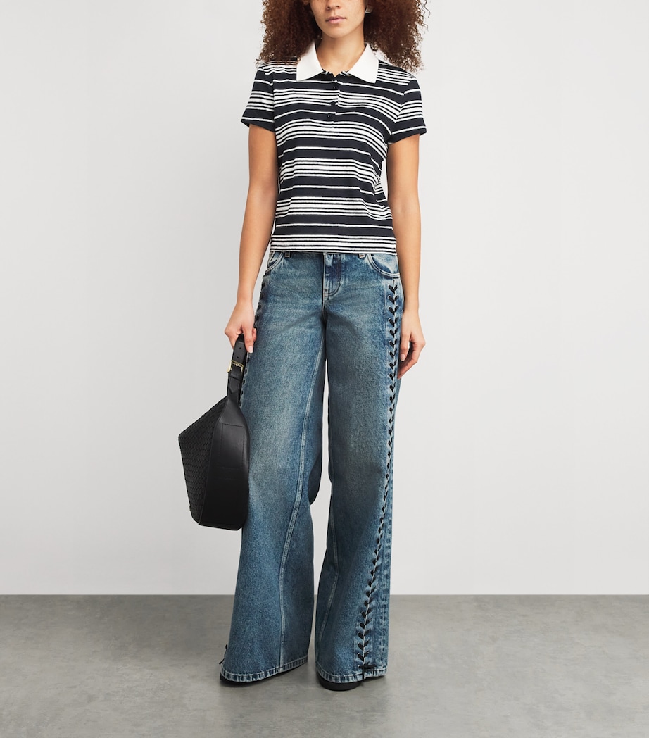 Linen-Blend Stripe Polo Shirt NAMU NAVY MULTI Image 2