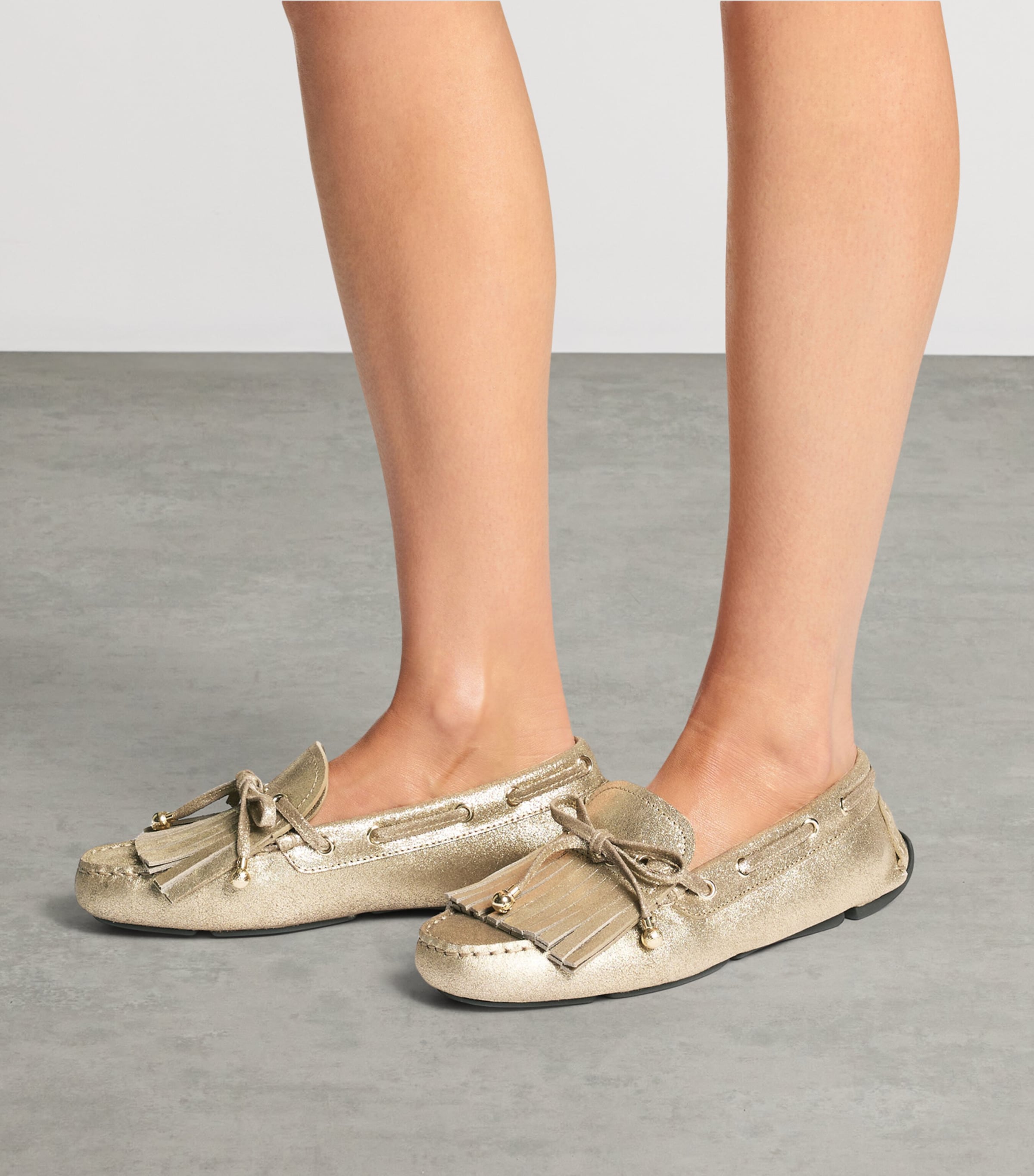 Jimmy Choo Manon Flat Suede Loafers Gold/gold Image 2