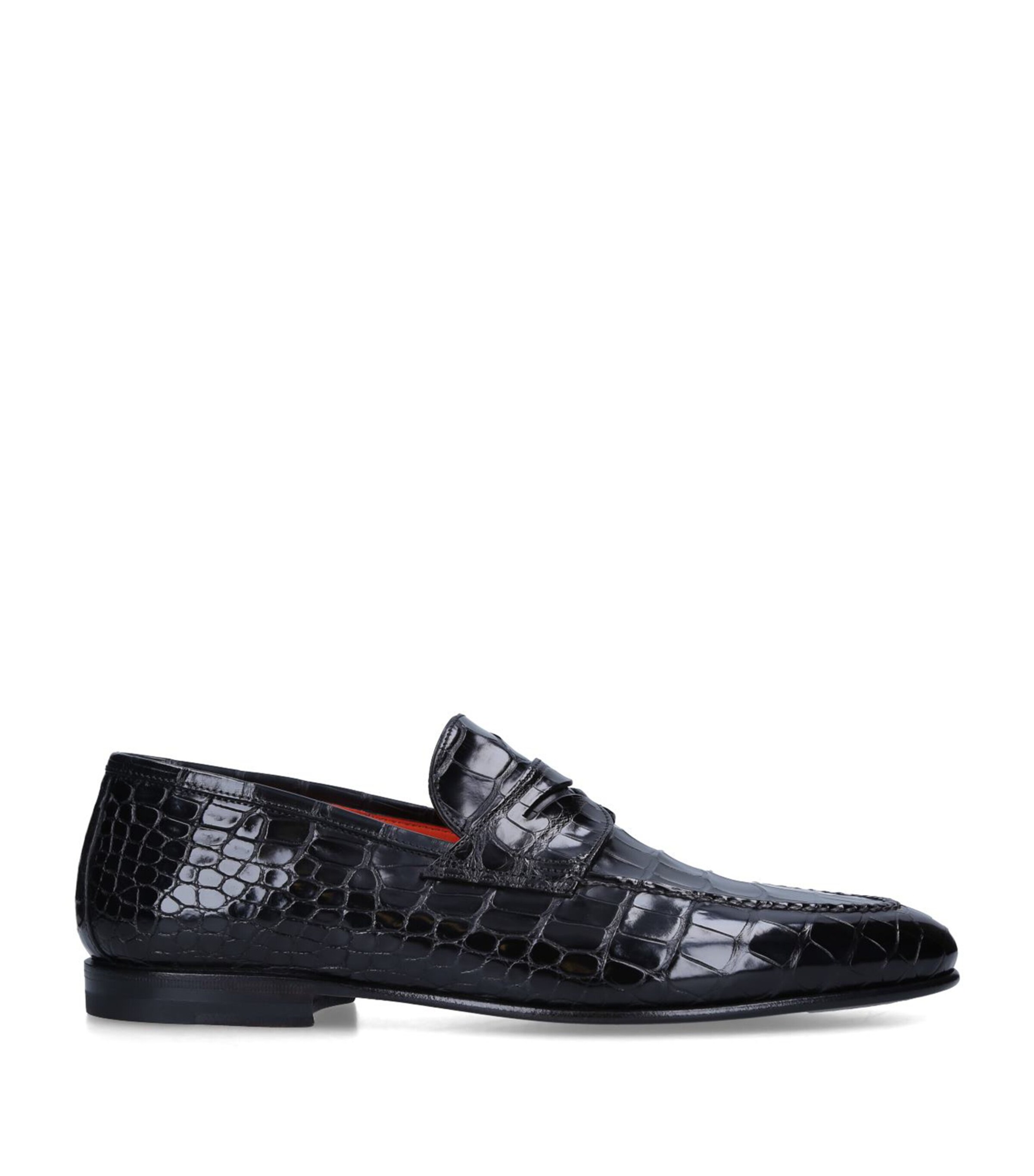 Santoni Alligator Carlos Loafers Black Image 3