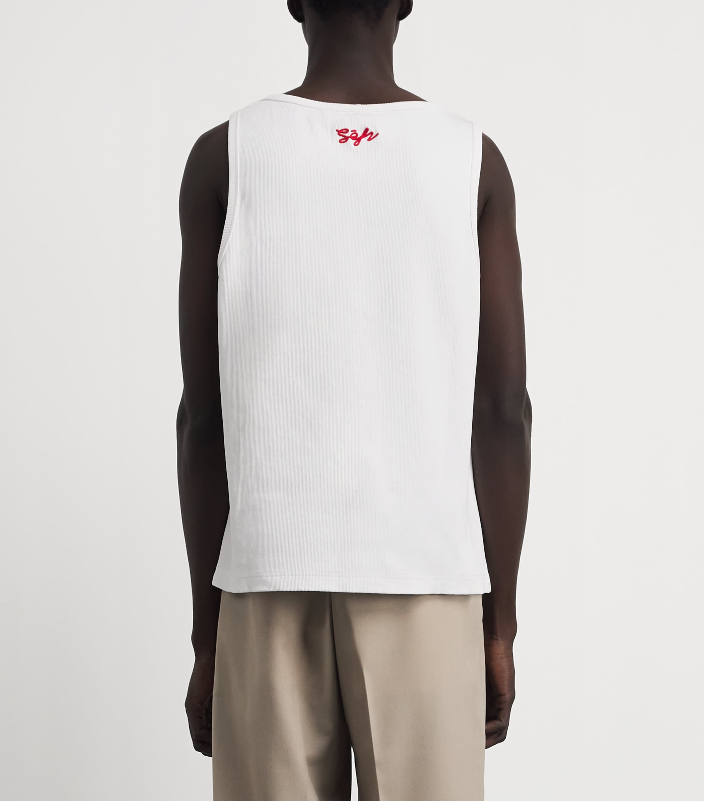 Séfr Mens Stretch-Cotton Cyril Tank Top Organic White Cotton Image 5