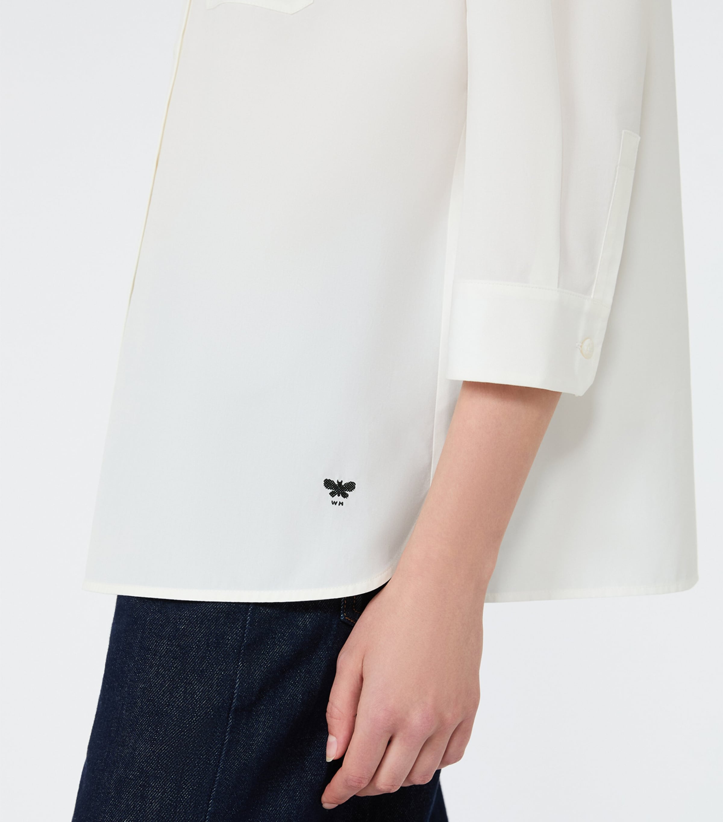Weekend Max Mara Womens Cotton Cropped Sleeve Shirt White Image 6