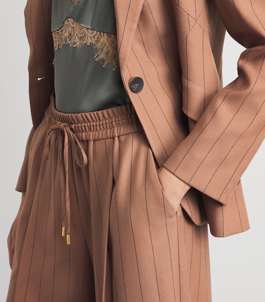 L'Agence Womens Stripe Connie Wide-Leg Trousers Mcha Tan/brwn Pnstrp Image 3