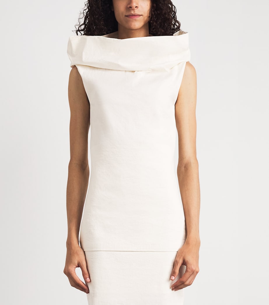 Issey Miyake Womens Allow Sleeveless Mock Neck Top Off White Image 4