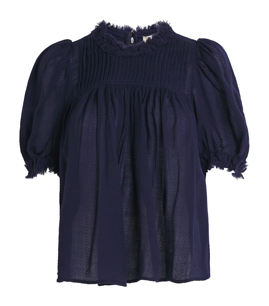 Wool Puff-Sleeve Karlyn Blouse MIDNIGHT Image 1