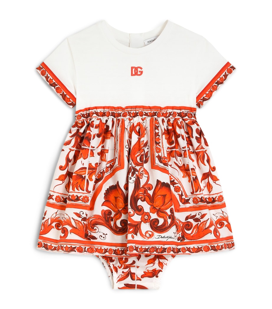 Dolce&Gabbana Kids Majolica Print T-Shirt Dress and Bloomers (3-30 Months) Combined Colou Image 1