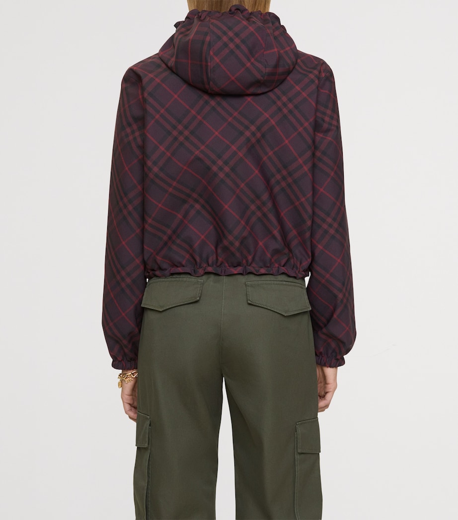 Check Reversible Cropped Jacket WINE IP CHECK Image 4