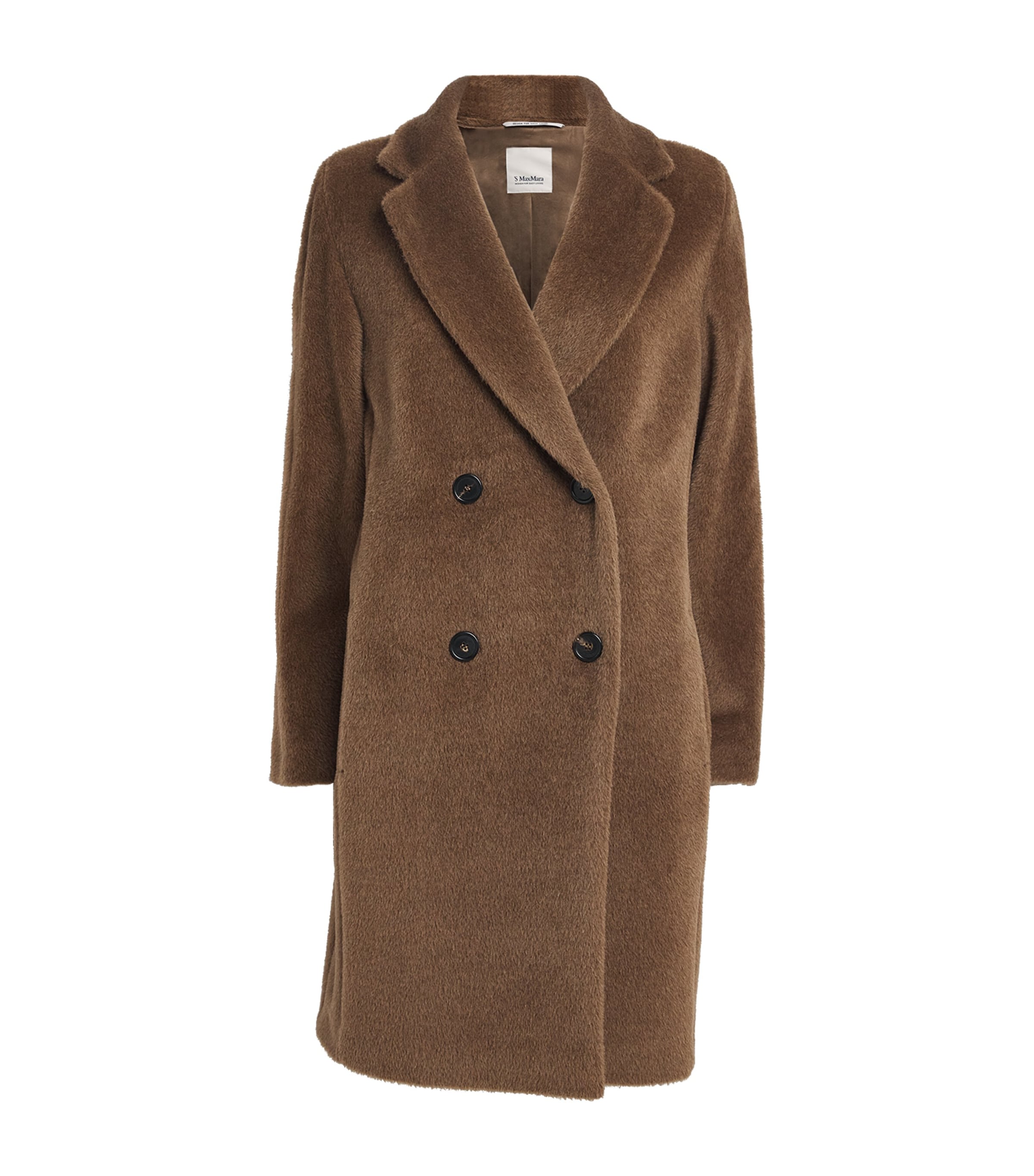 Max Mara Roseto Midi Coat In Alpaca And Wool Camel In Multi