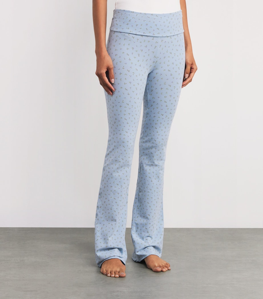 Stretch-Cotton Fold-Over Leggings PWDR BLUE MICRO FLRL Image 3