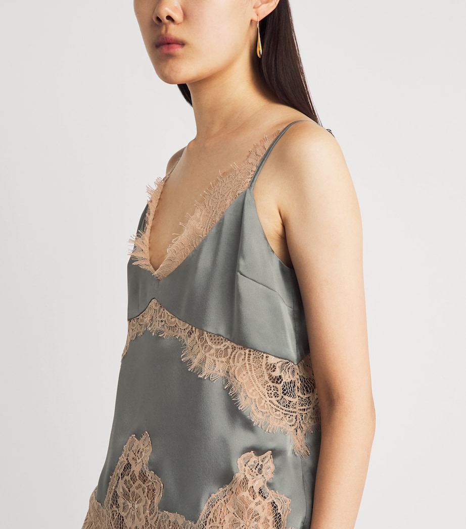 L'Agence Womens Lace-Trim Cami Top Smokey Olive/praline Image 3