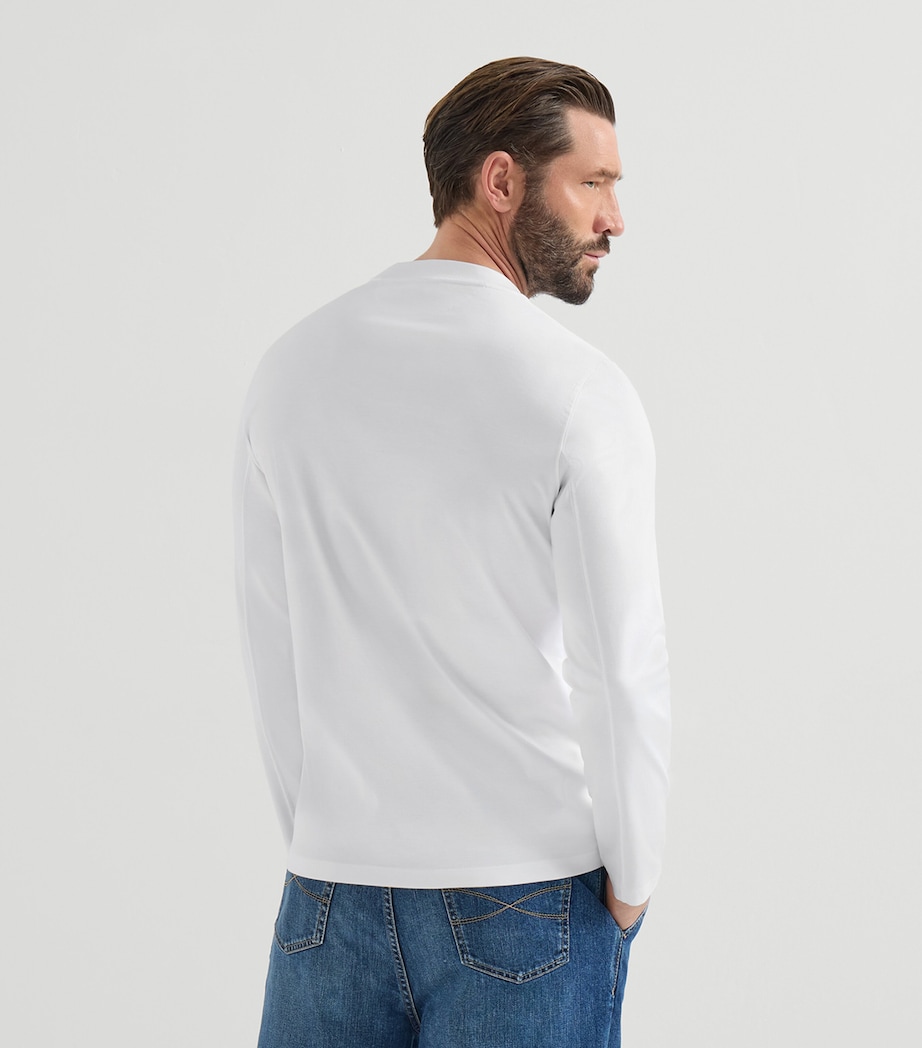 Brunello Cucinelli Mens Cotton Long-Sleeve T-Shirt White Image 5