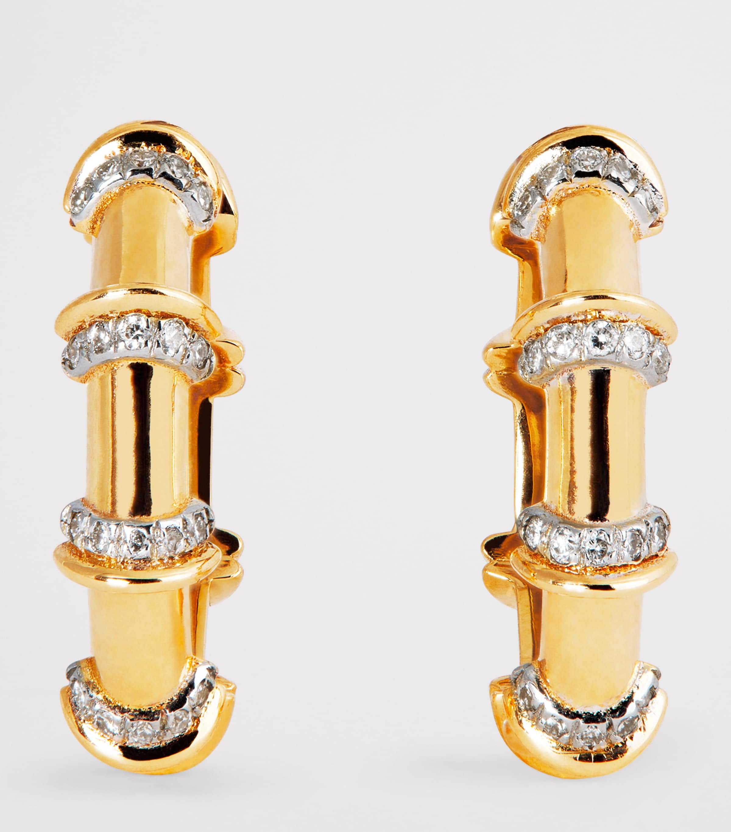 Small Yellow Gold and Diamond Warrior N*93 Hoop Earrings YELLOW GOLD Image 3