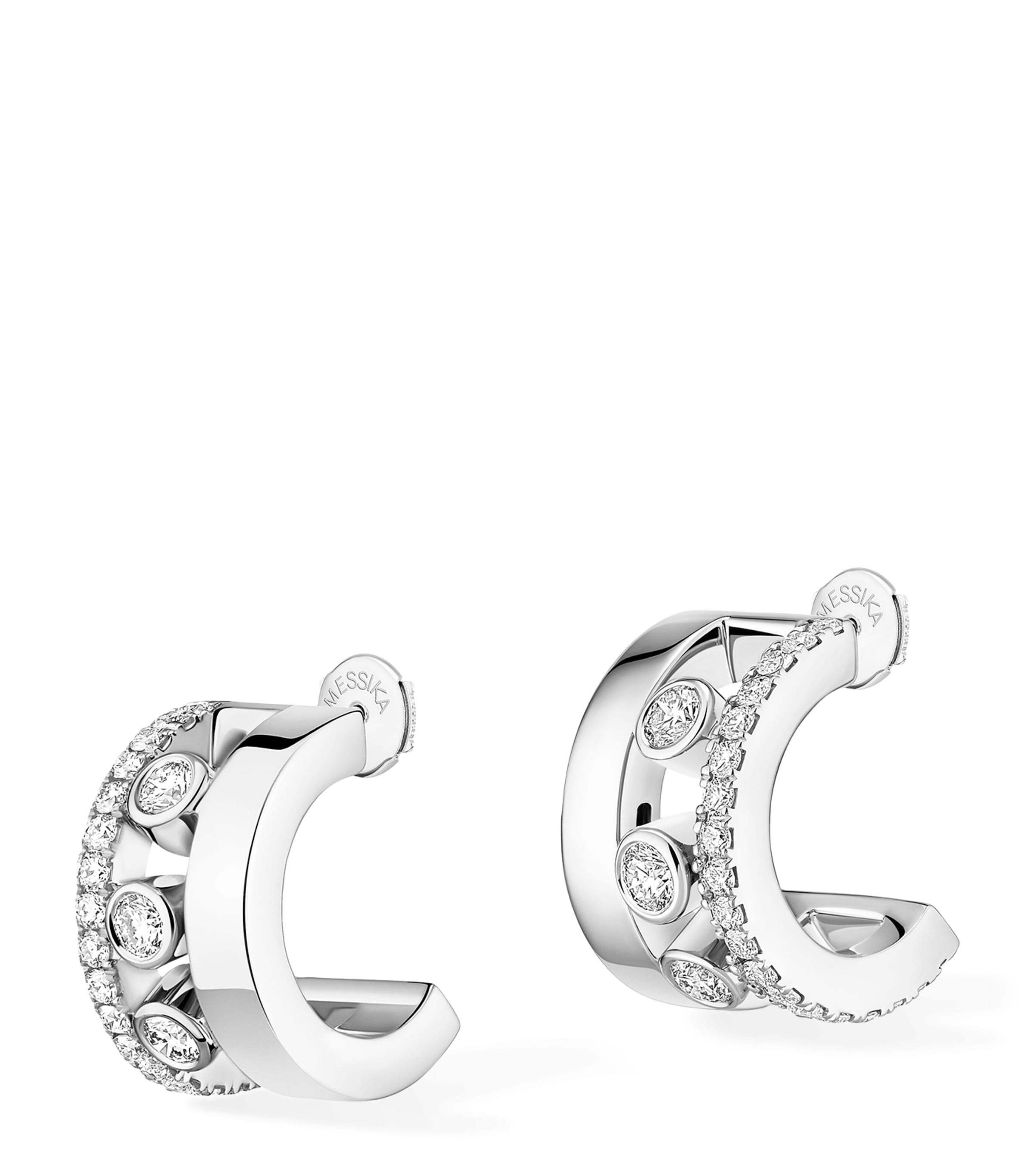 Messika Move Romane White Gold and Diamond Hoop Earrings (0.27ct) White Gold Image 1