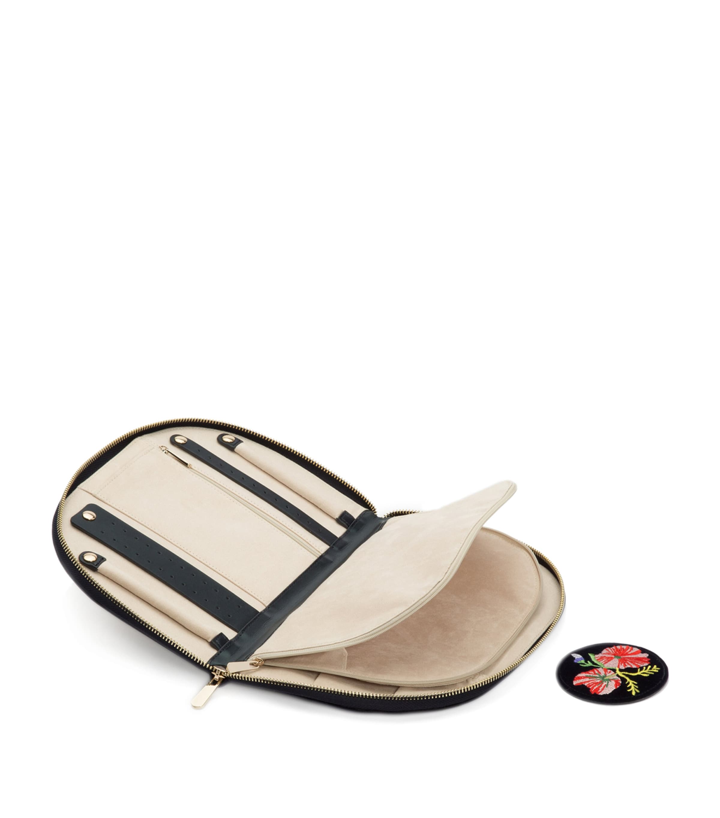 Embroidered Zoe Zip-Up Jewellery Case INDIGO Image 4