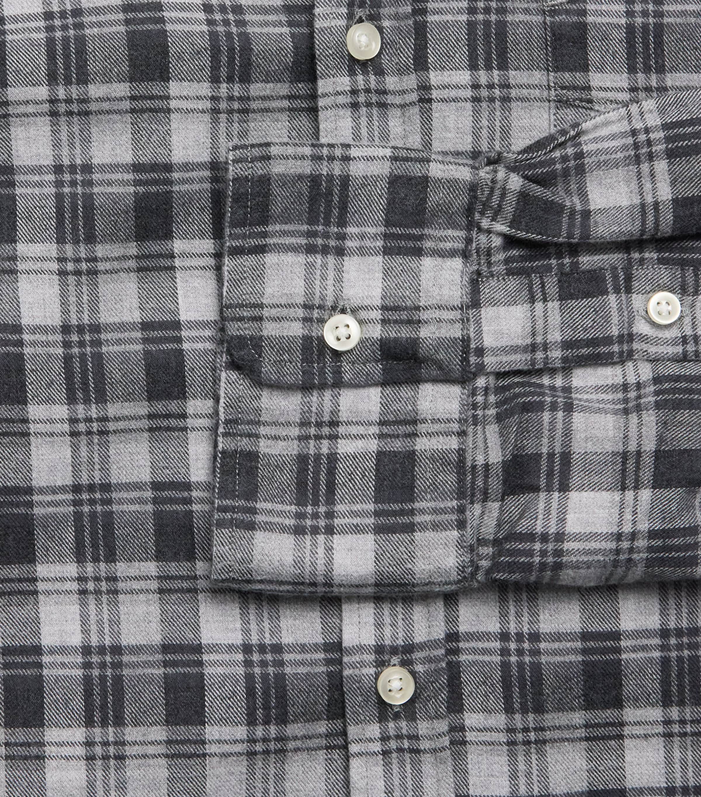 Cotton Check Lipp Shirt MIDGREY/DARKGREY Image 5