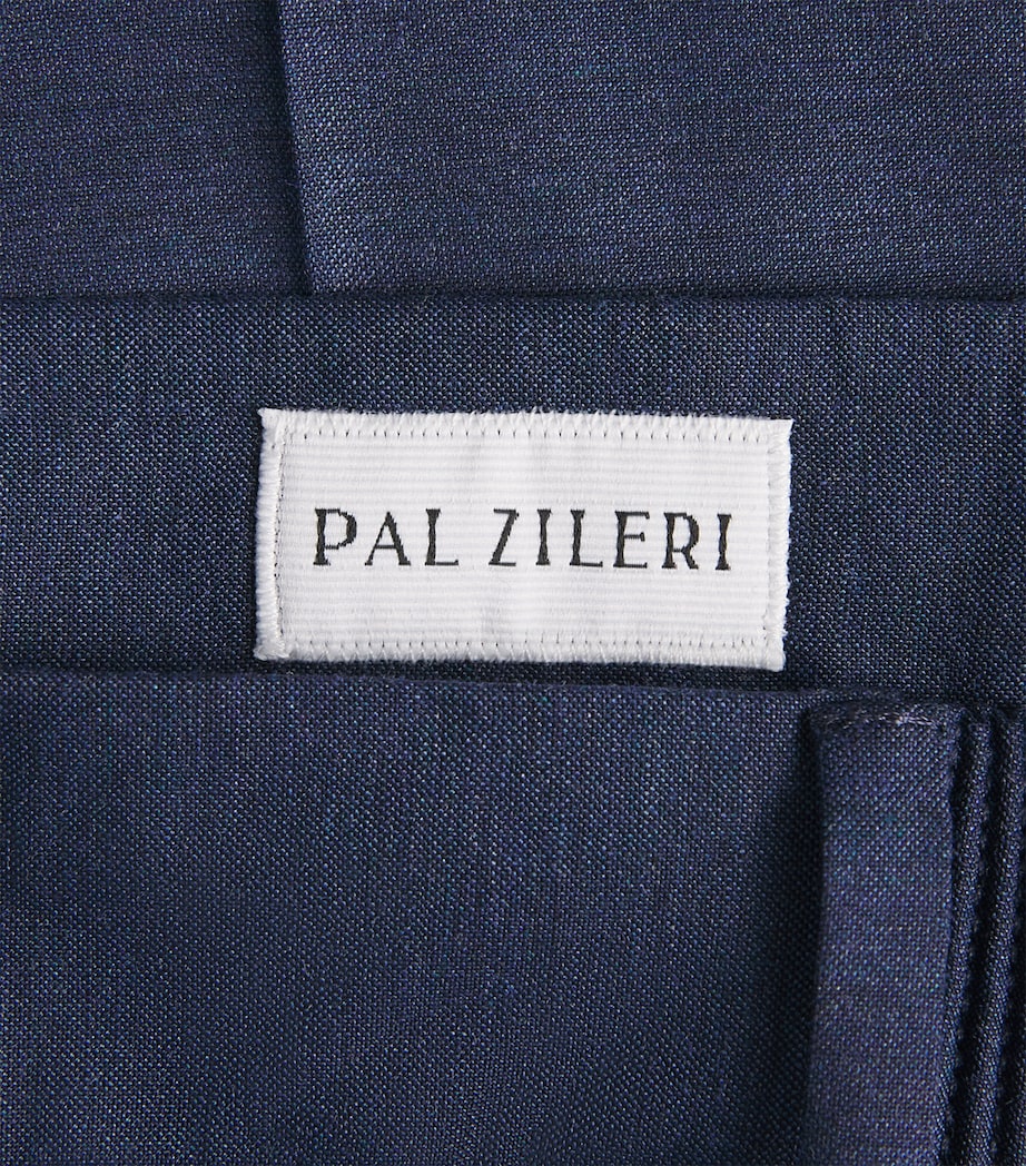 Pal Zileri Mens Wool-Blend Slim Trousers Blue Navy Image 6