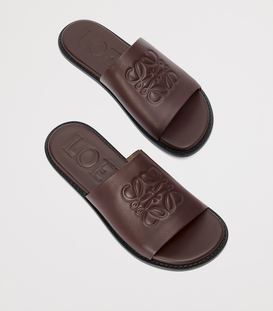 x Paula's Ibiza Leather Anagram Slides OXBLOOD Image 4