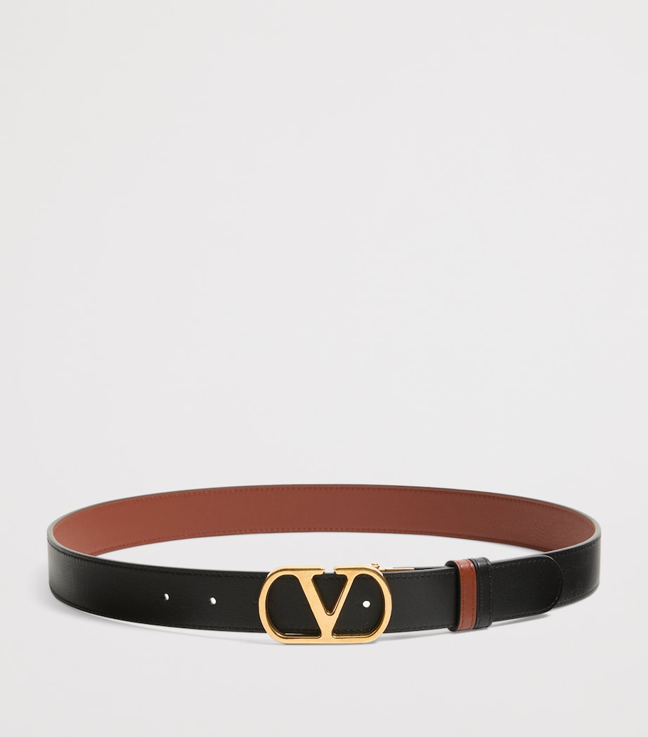 Leather Reversible VLogo Signature Belt DRN Image 4