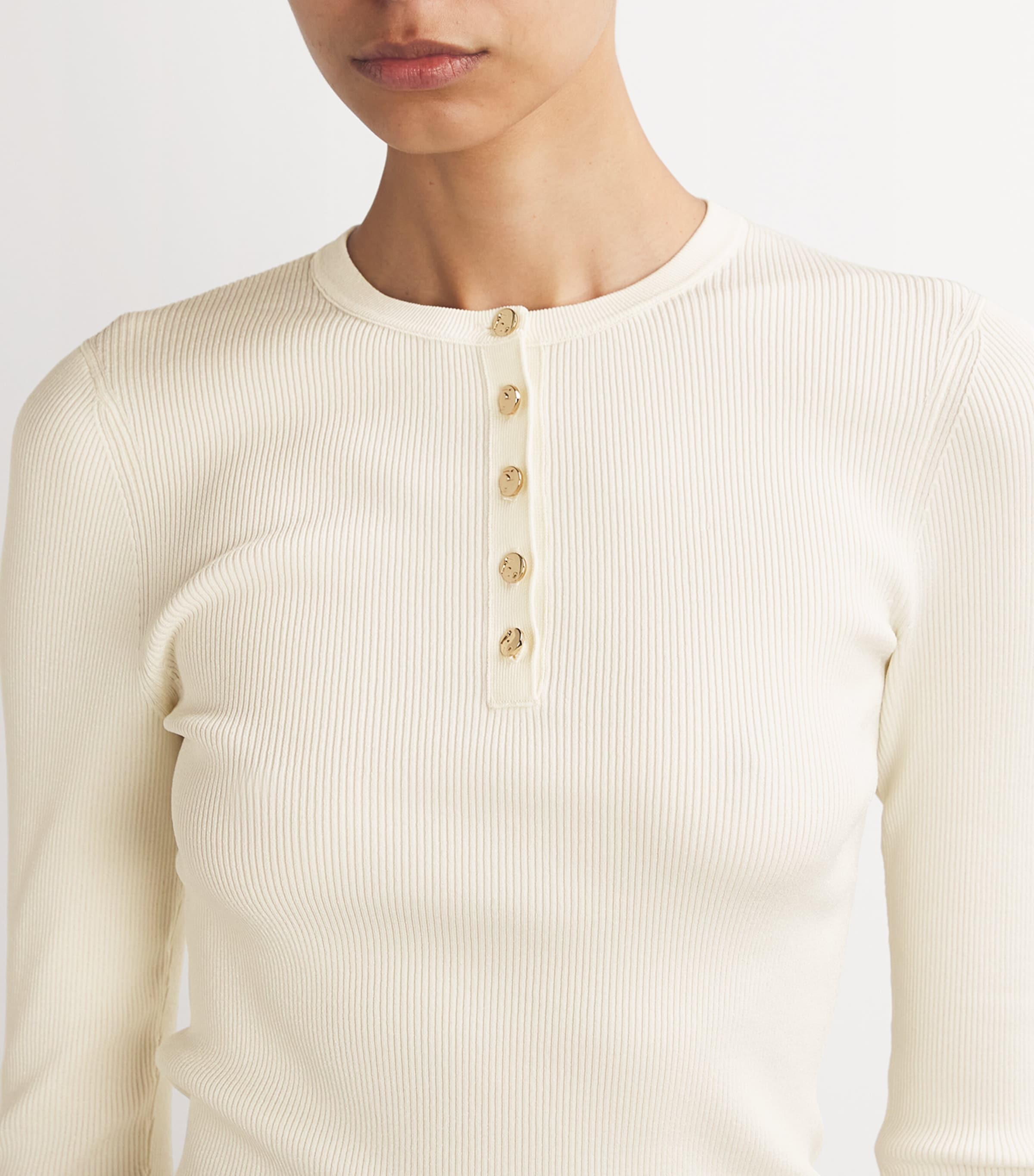 Long-Sleeve Henley T-Shirt 104 NEW IVORY Image 6