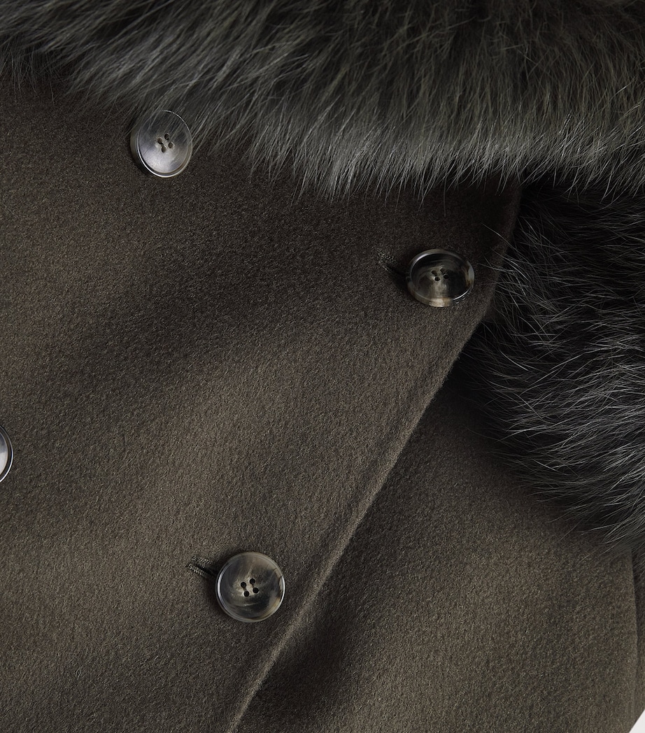 Fur-Trim Double-Breasted Coat A2108 Image 5