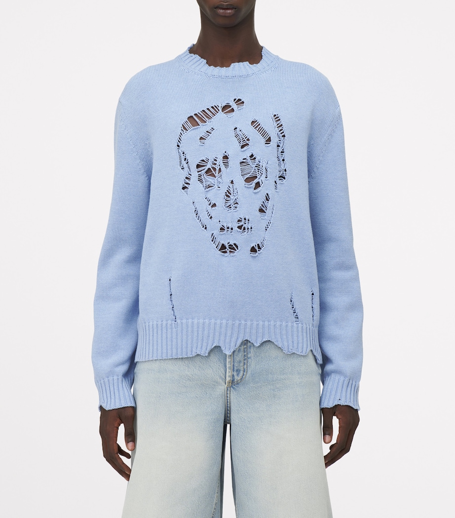 Cotton Distressed Skull Sweater 4331 Image 5