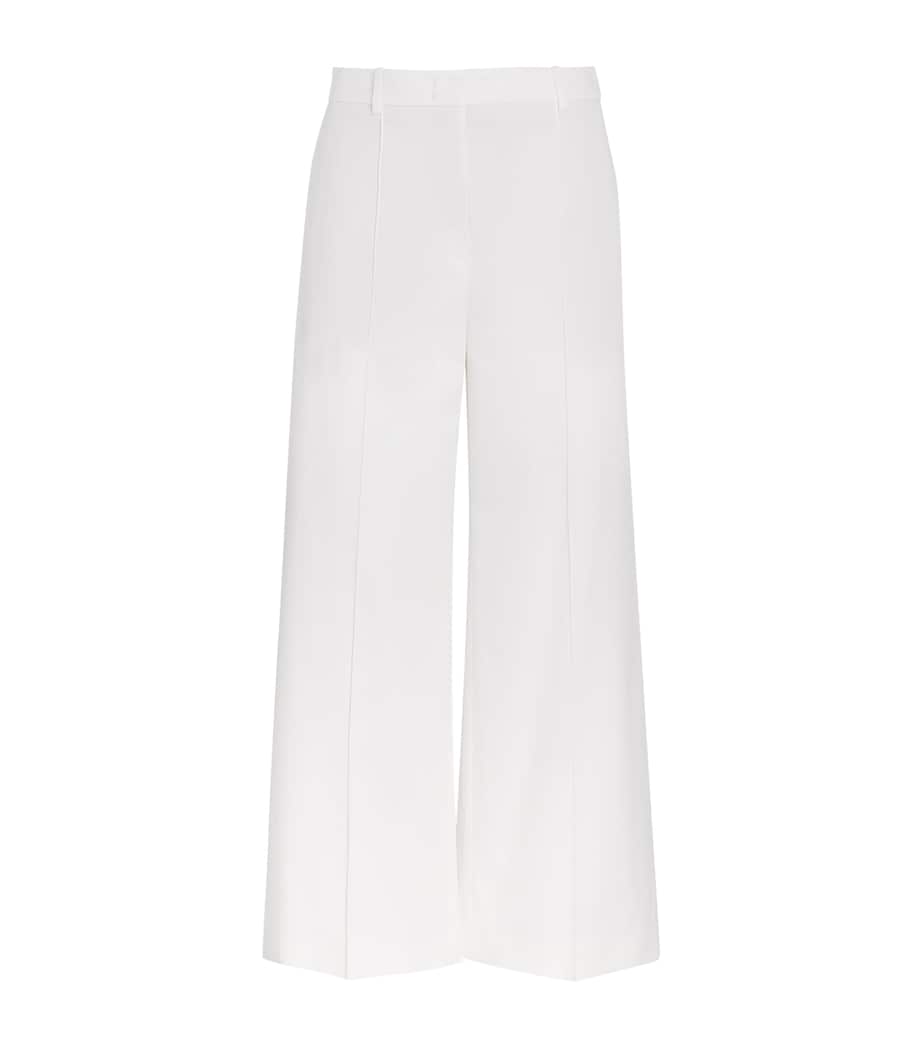 Eleventy Womens Stretch-Cotton Cropped Wide-Leg Trousers Bianco Image 1