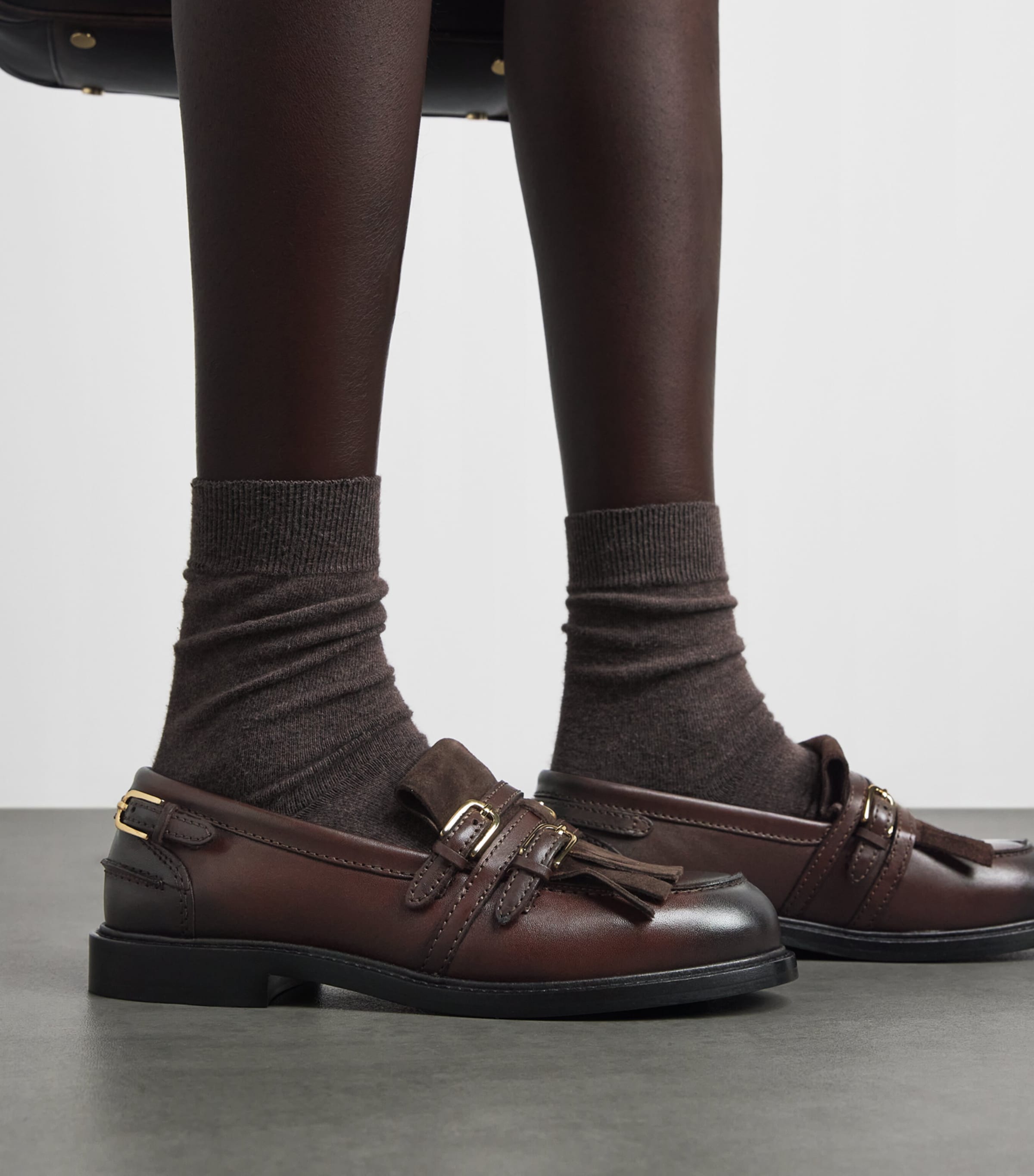 Sandro Paris Leather Buckled Loafers Brown Image 2