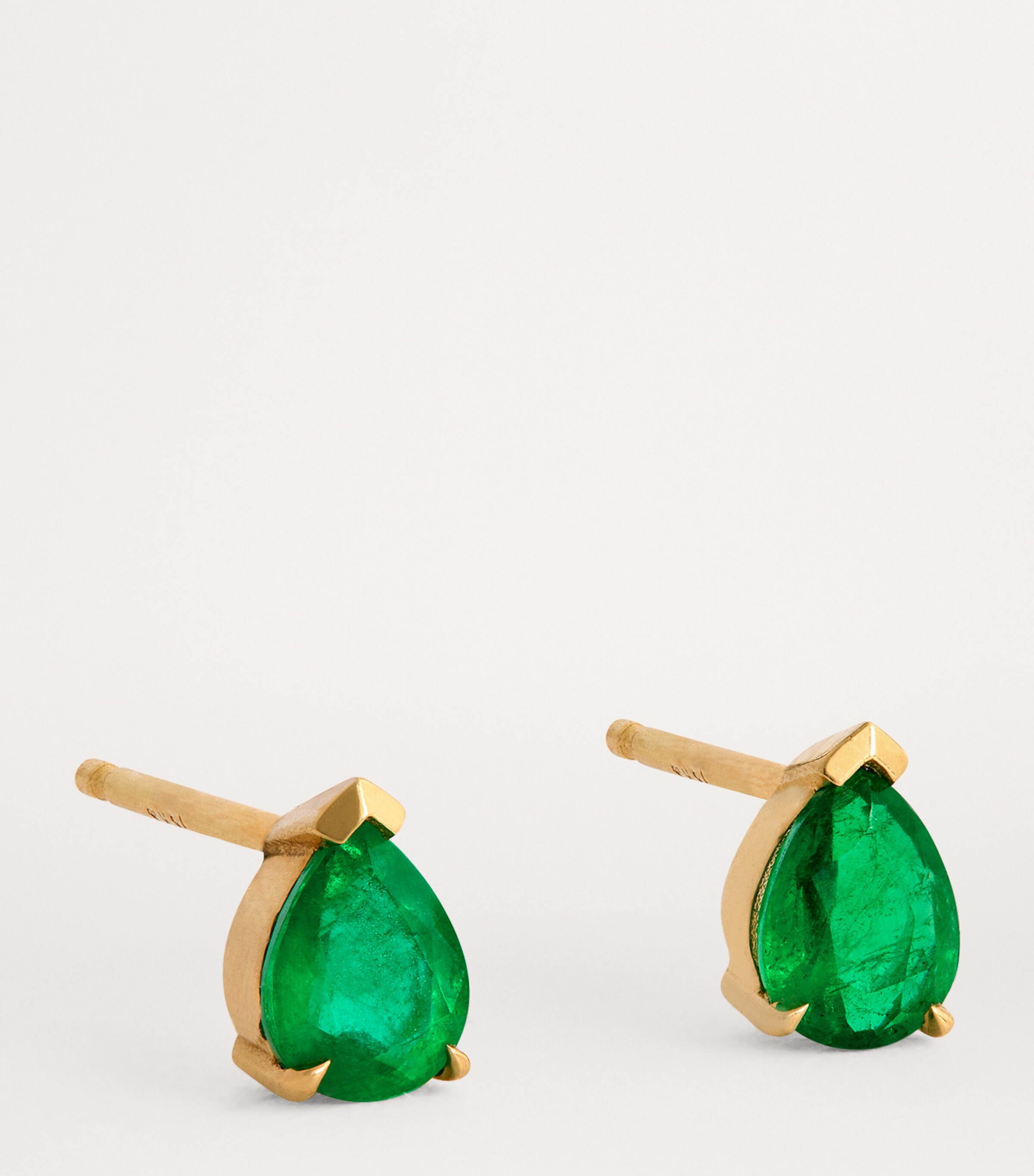 Yellow Gold and Emerald Stud Earrings YELLOW GOLD Image 3