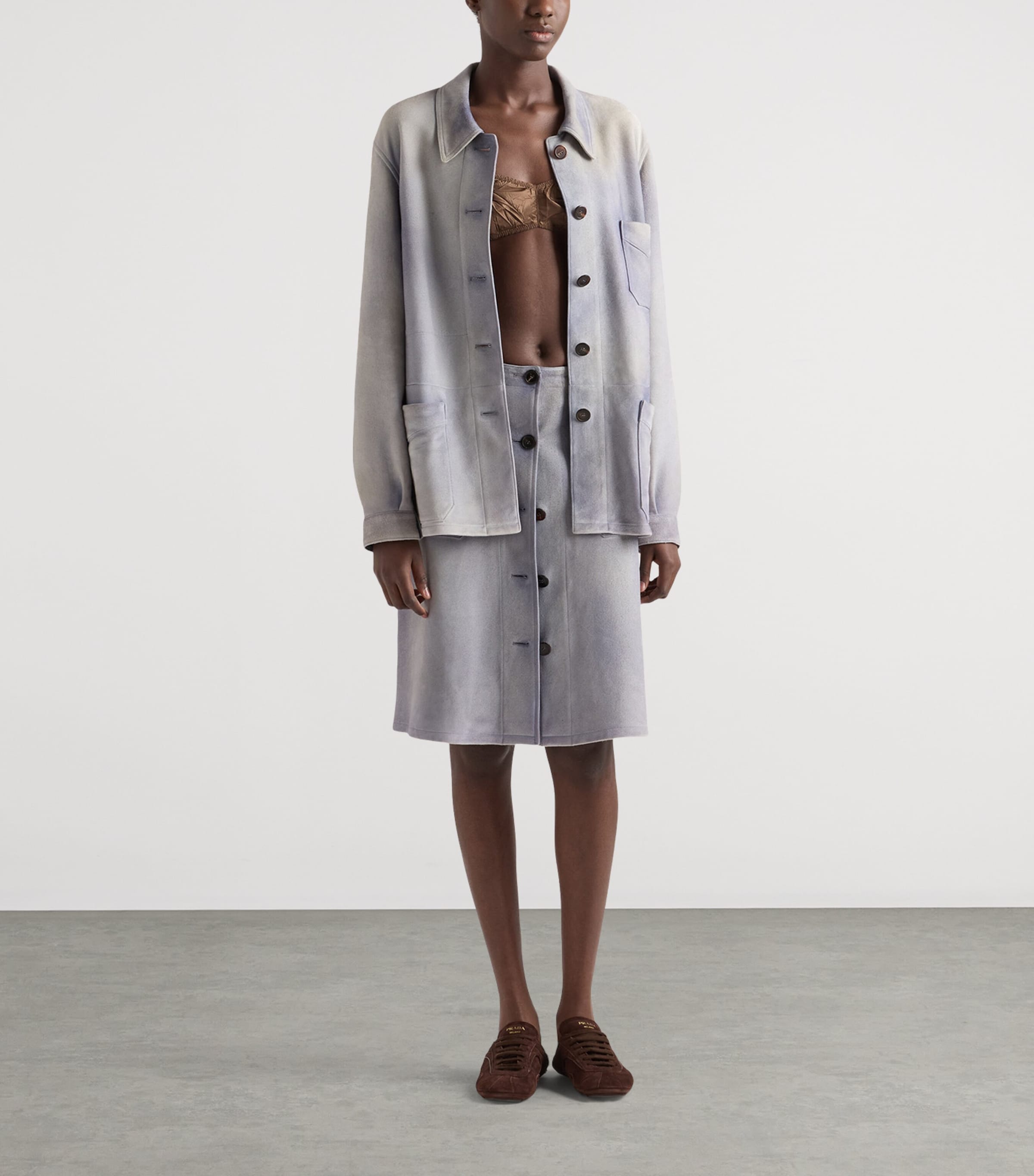 Prada Womens Suede Single-Breasted Jacket Image 2