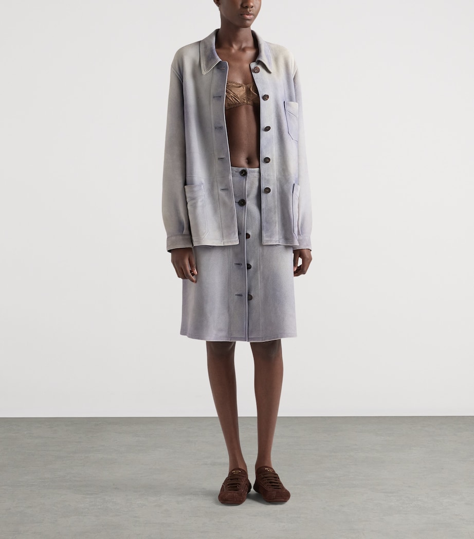 Prada Womens Suede Single-Breasted Jacket Image 2