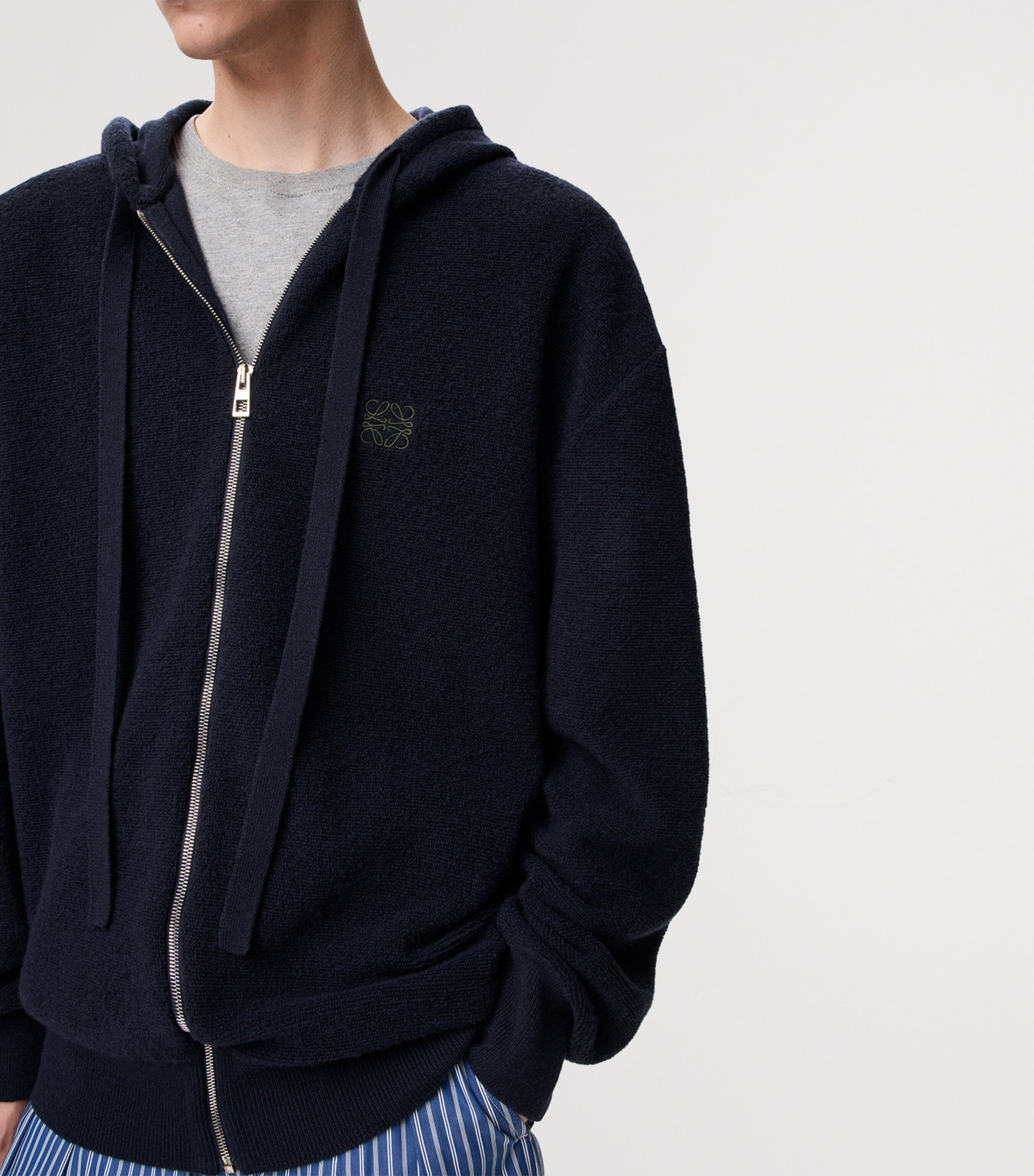 Wool-Blend Terry Anagram Hoodie NAVY BLUE Image 5