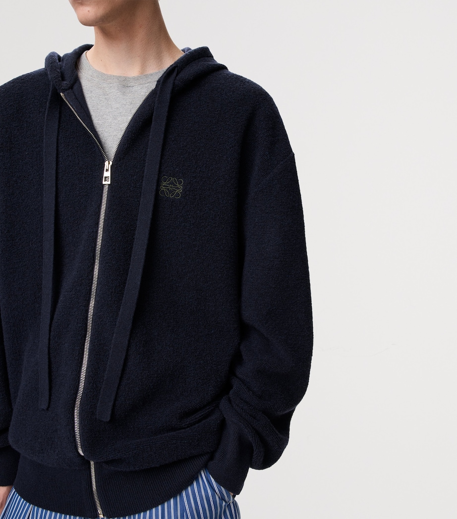 Wool-Blend Terry Anagram Hoodie NAVY BLUE Image 5