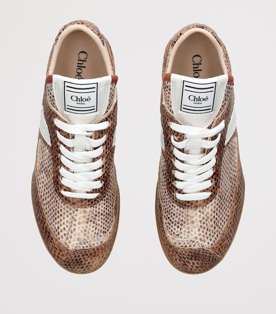 Chloé Snake-Embossed Leather Kick Sneakers Brown/oth Image 3