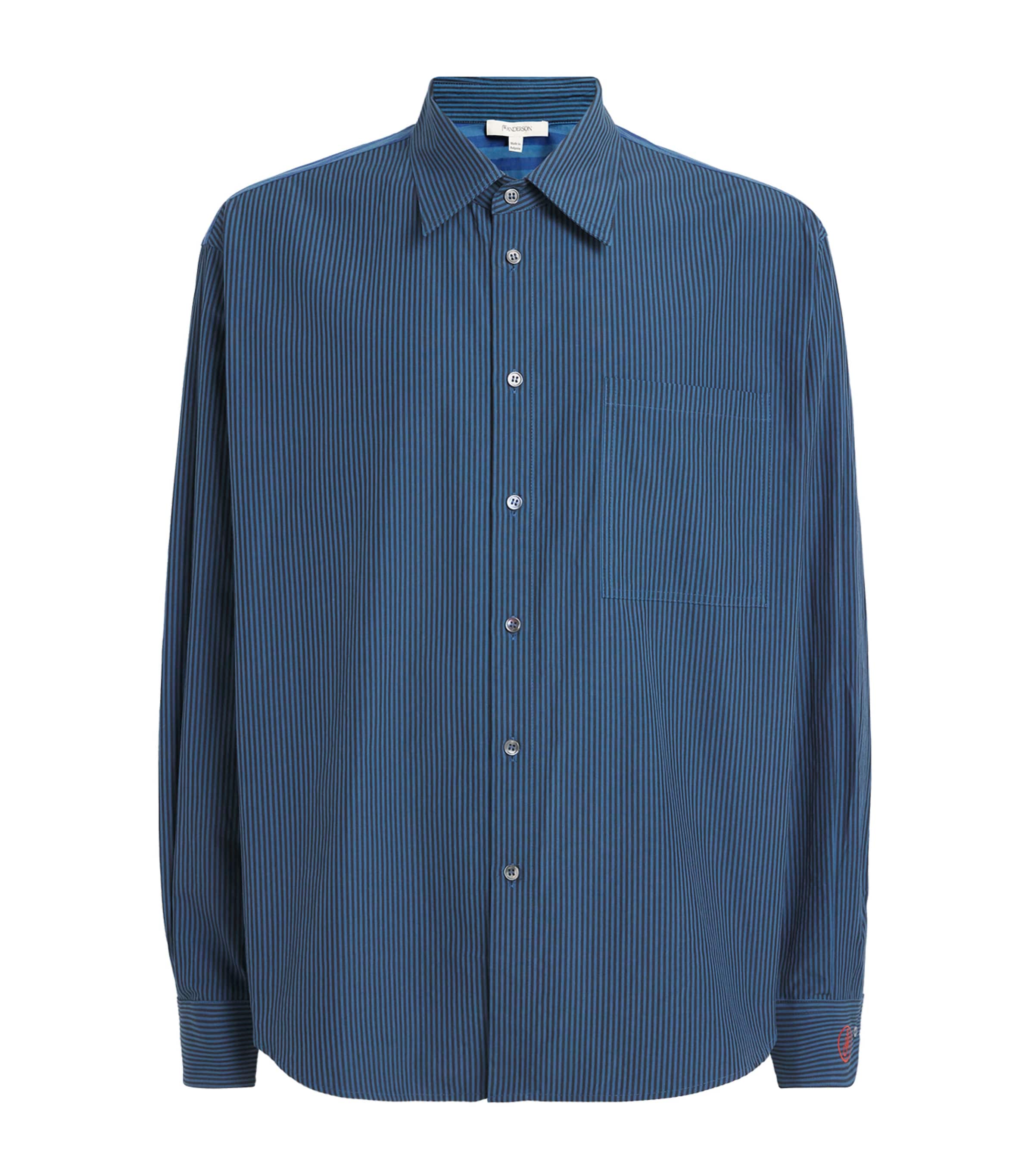 Jw Anderson Patchword Striped Shirt And Blouse Blue In Blue
