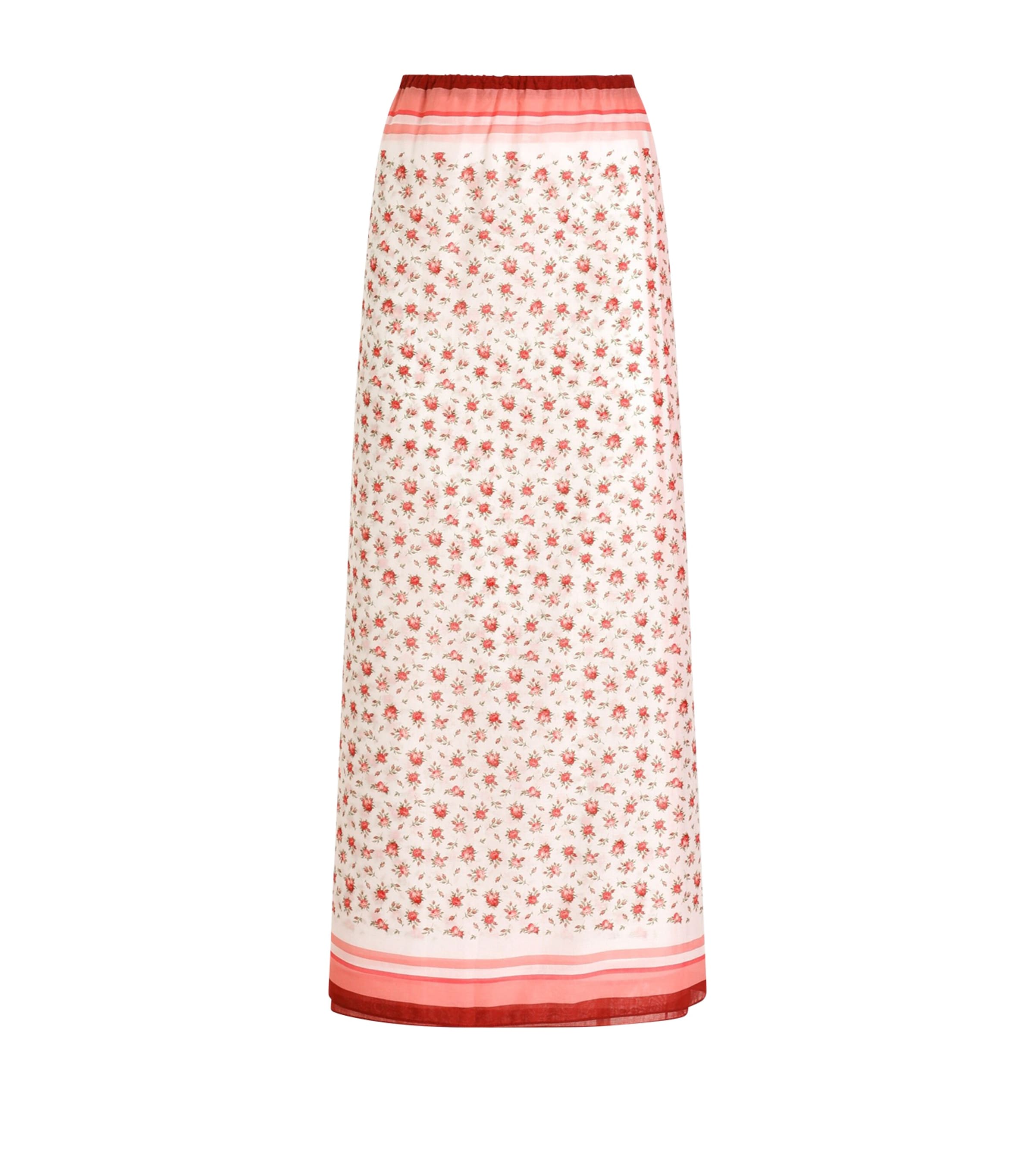 Dolce&Gabbana Womens Cotton Floral Pareo Maxi Skirt Rose Image 1