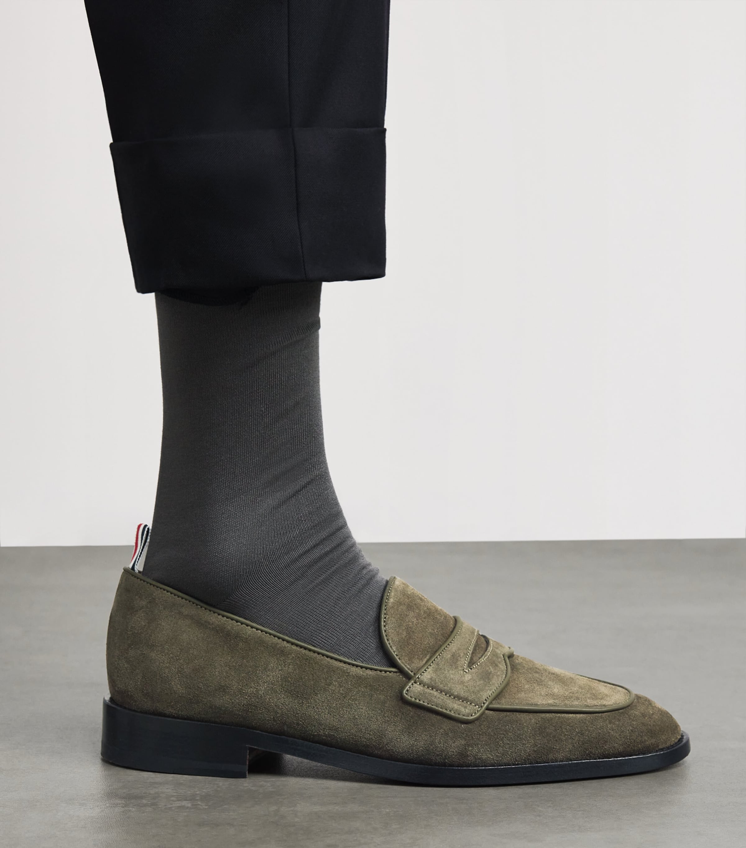 Leather Varsity Penny Loafers DK GREEN Image 2