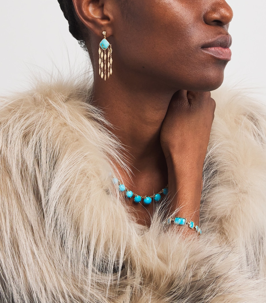 Yellow Gold, Diamond and Turquoise Sophia Earrings YELLOW GOLD Image 5