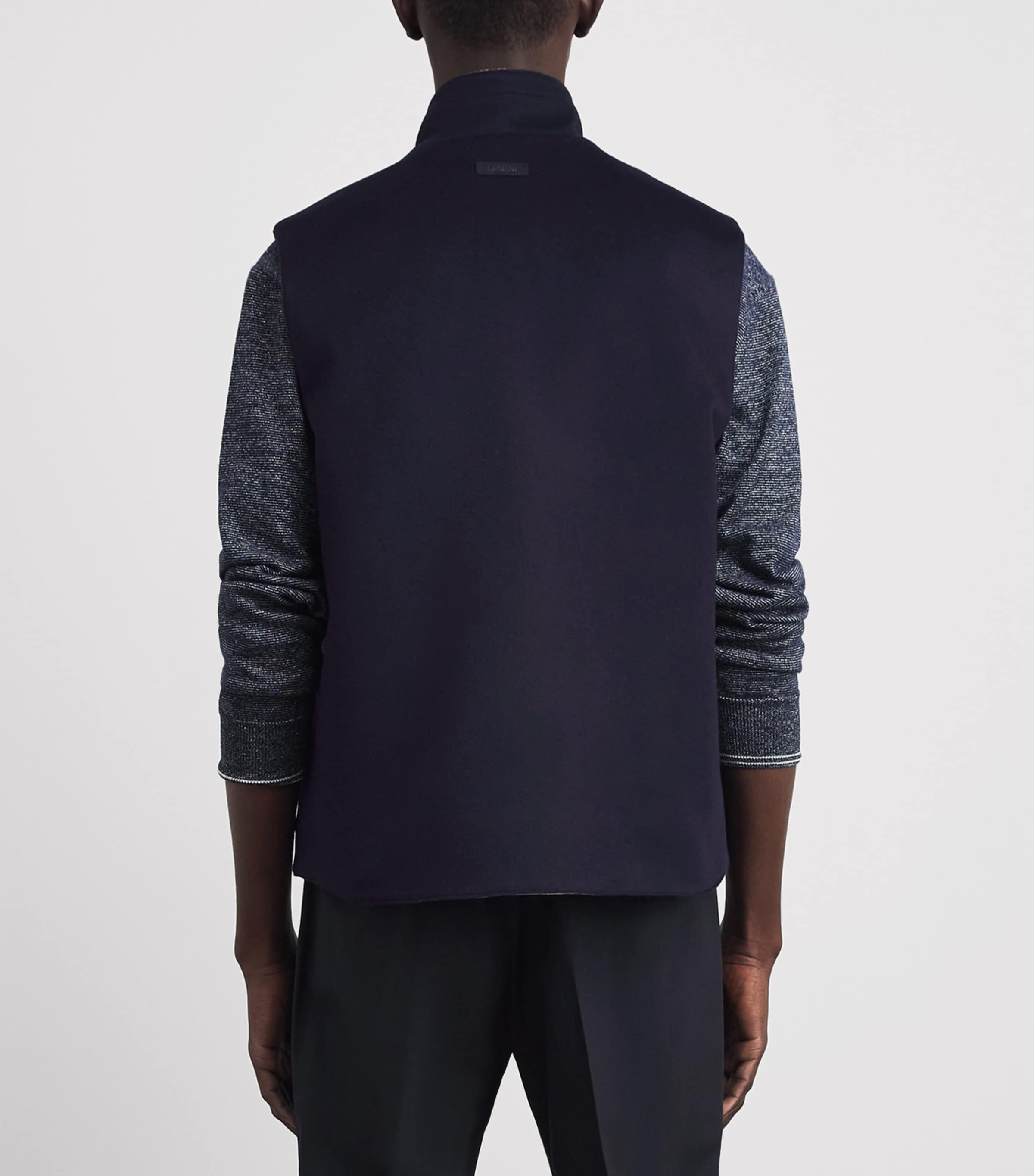 Lardini Mens Wool-Cashmere Gilet Navy Image 5