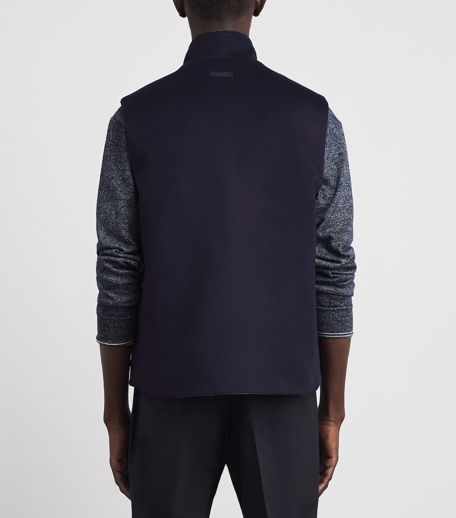 Lardini Mens Wool-Cashmere Gilet Navy Image 5